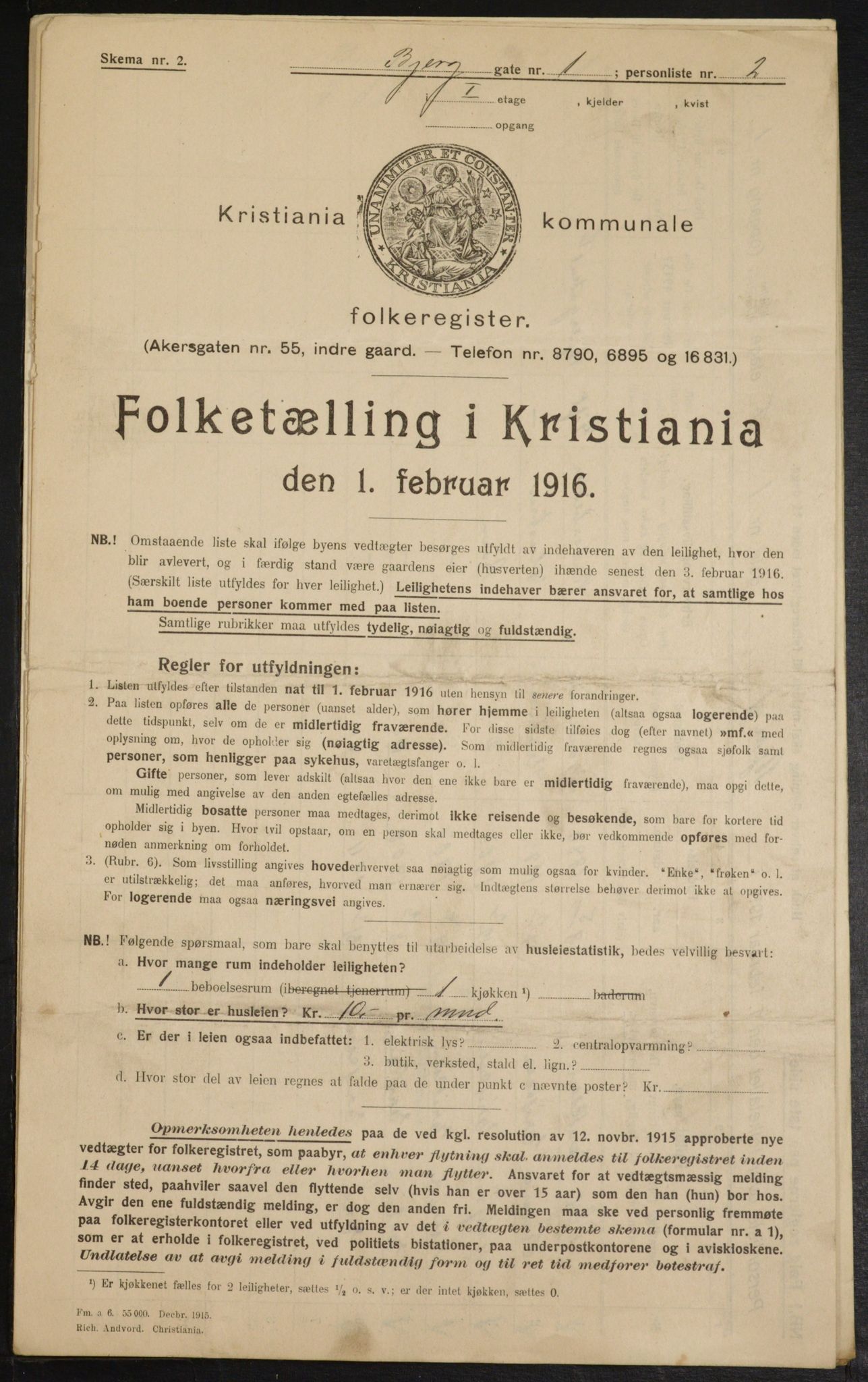 OBA, Municipal Census 1916 for Kristiania, 1916, p. 5512