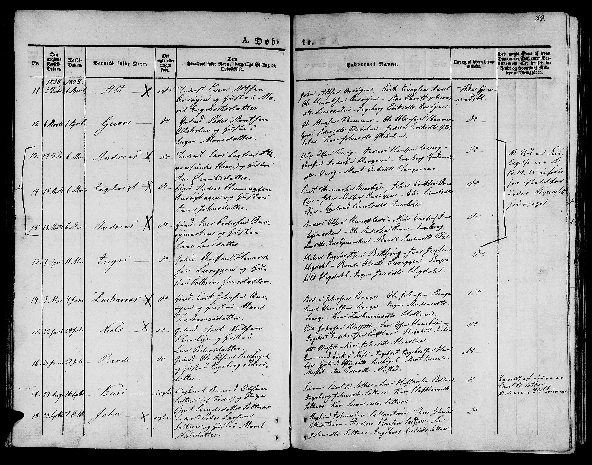 Ministerialprotokoller, klokkerbøker og fødselsregistre - Sør-Trøndelag, SAT/A-1456/612/L0375: Parish register (official) no. 612A07 /2, 1829-1845, p. 89
