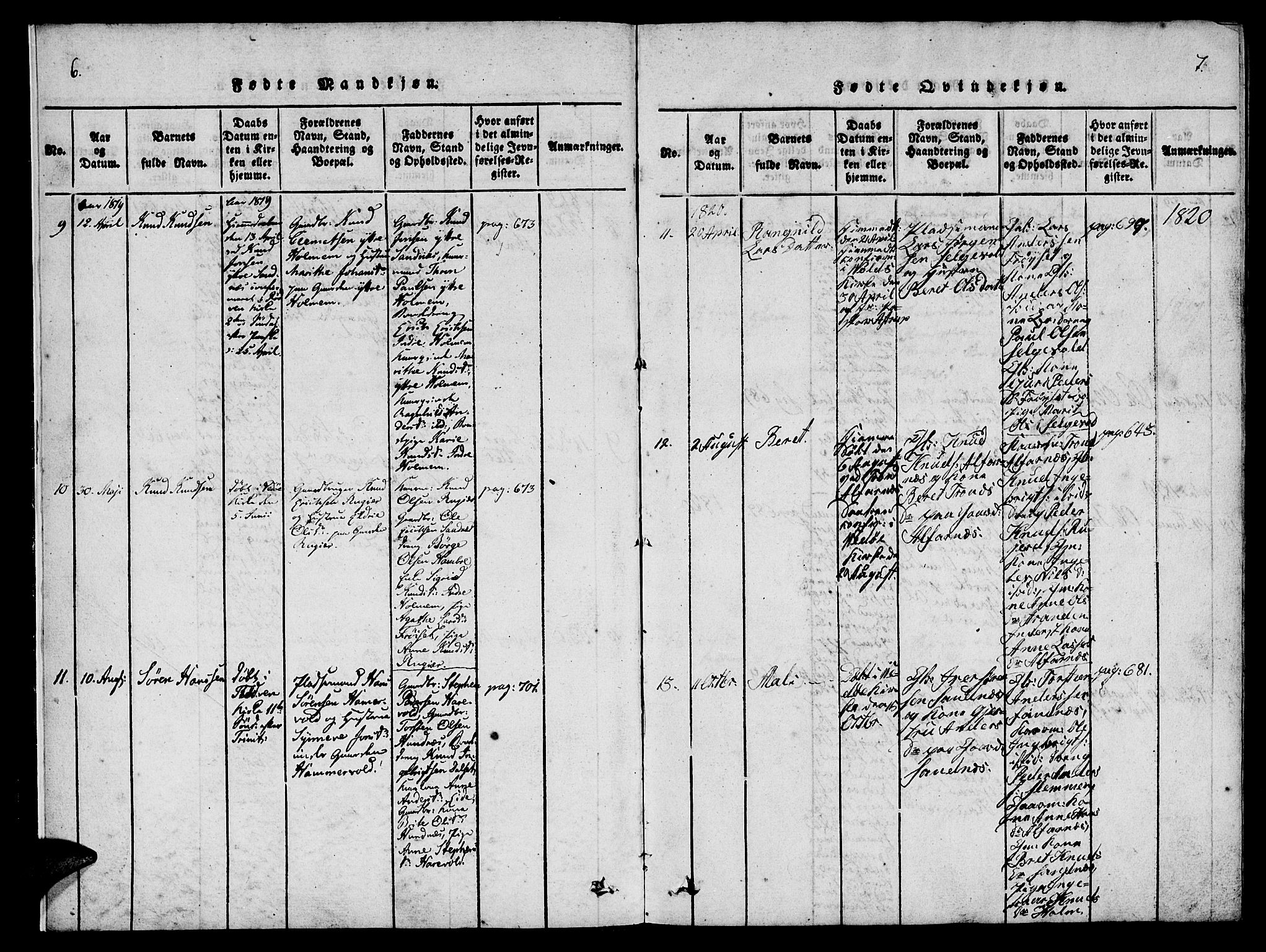 Ministerialprotokoller, klokkerbøker og fødselsregistre - Møre og Romsdal, SAT/A-1454/548/L0612: Parish register (official) no. 548A01, 1818-1846, p. 6-7