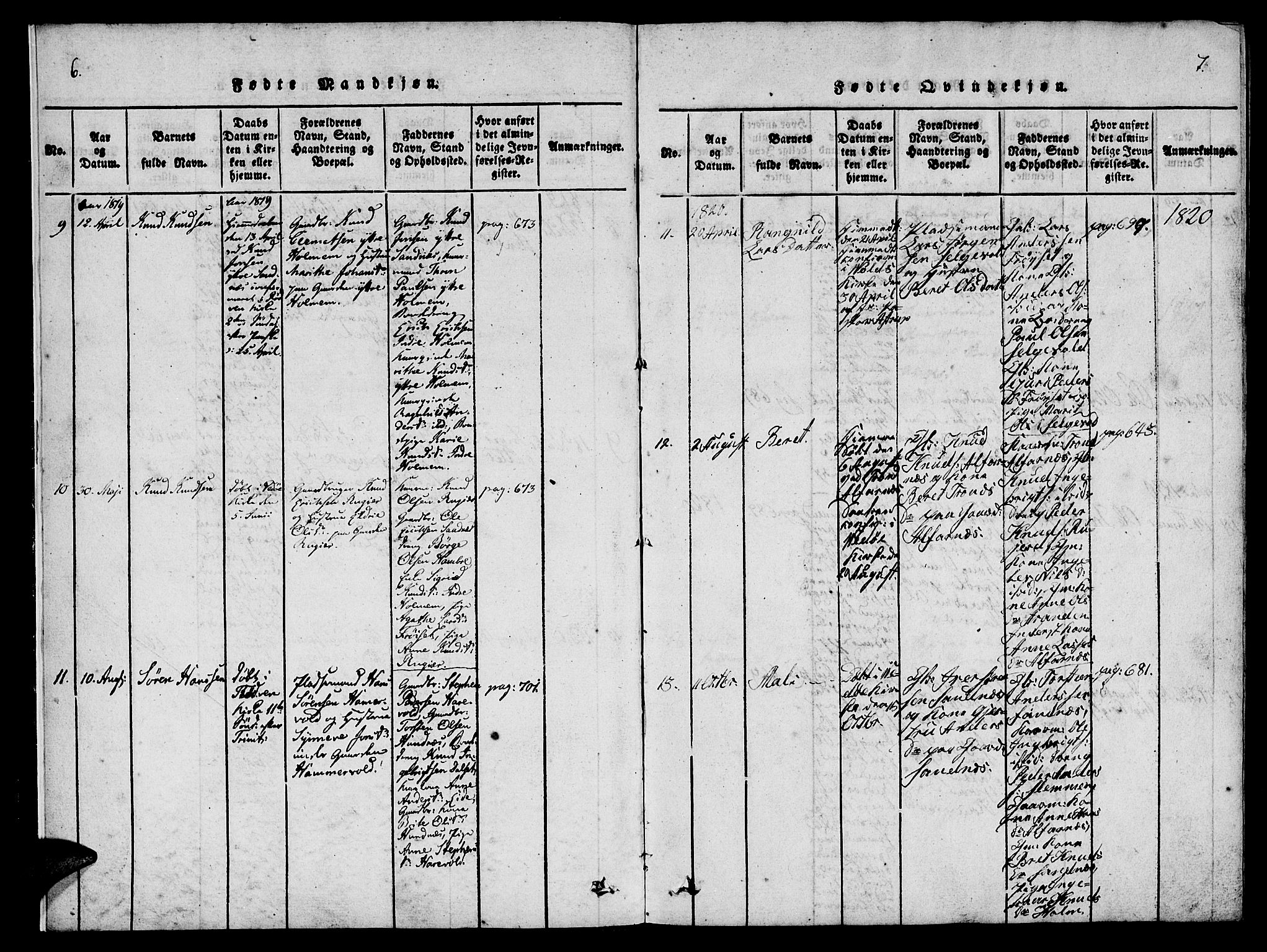 Ministerialprotokoller, klokkerbøker og fødselsregistre - Møre og Romsdal, AV/SAT-A-1454/548/L0612: Parish register (official) no. 548A01, 1818-1846, p. 6-7