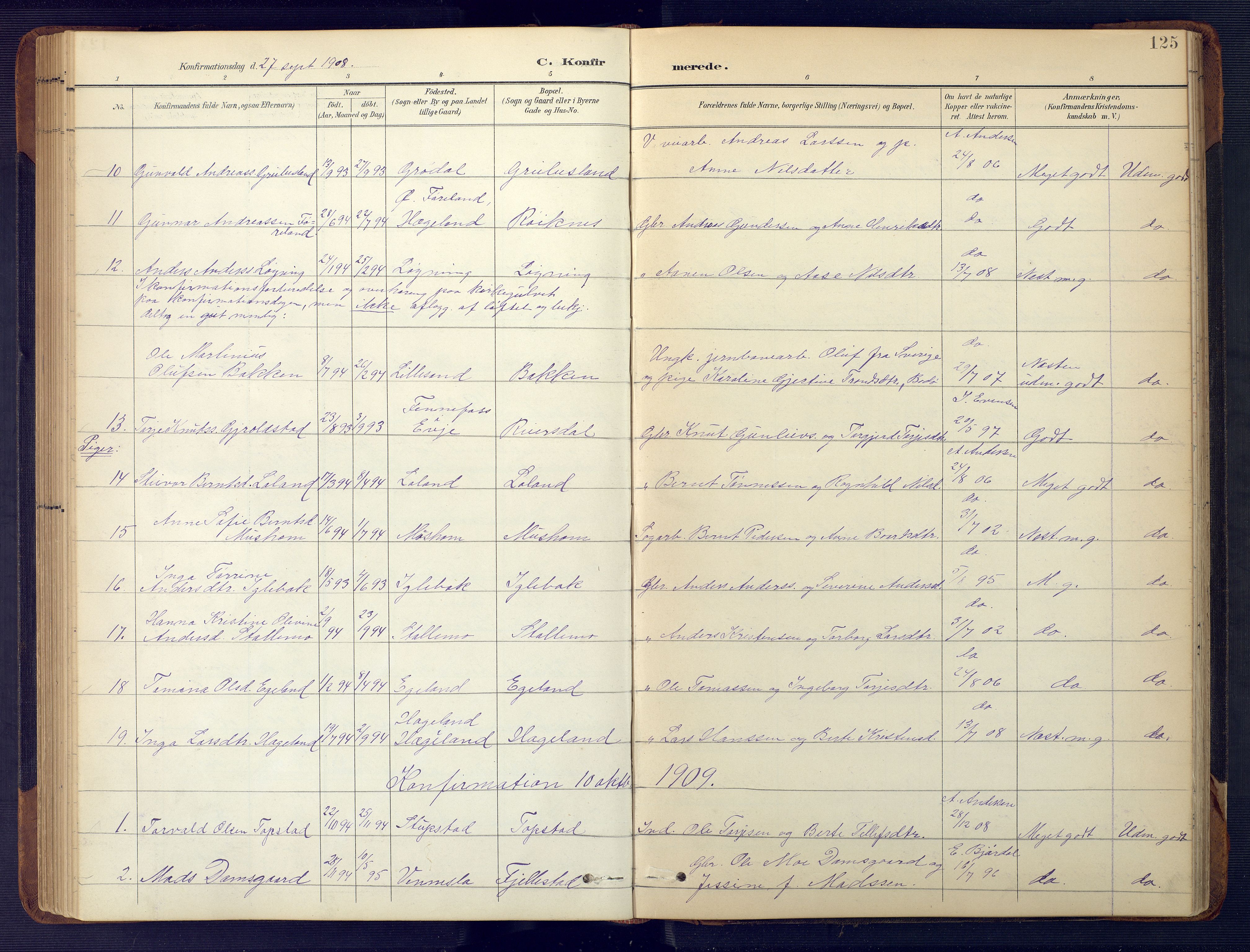 Vennesla sokneprestkontor, AV/SAK-1111-0045/Fb/Fbc/L0003: Parish register (copy) no. B 3, 1895-1946, p. 125