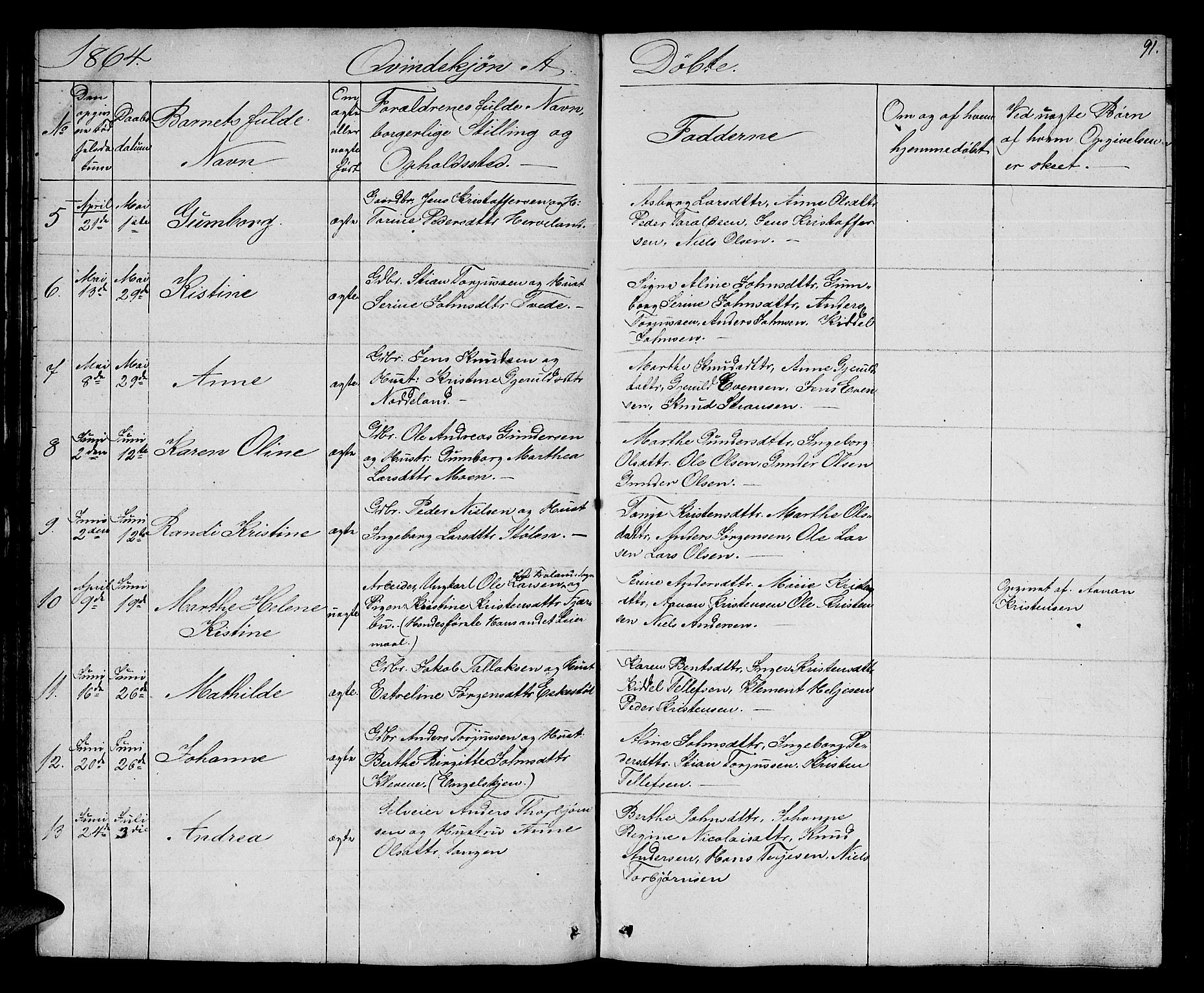 Austre Moland sokneprestkontor, AV/SAK-1111-0001/F/Fb/Fba/L0001: Parish register (copy) no. B 1, 1842-1868, p. 91