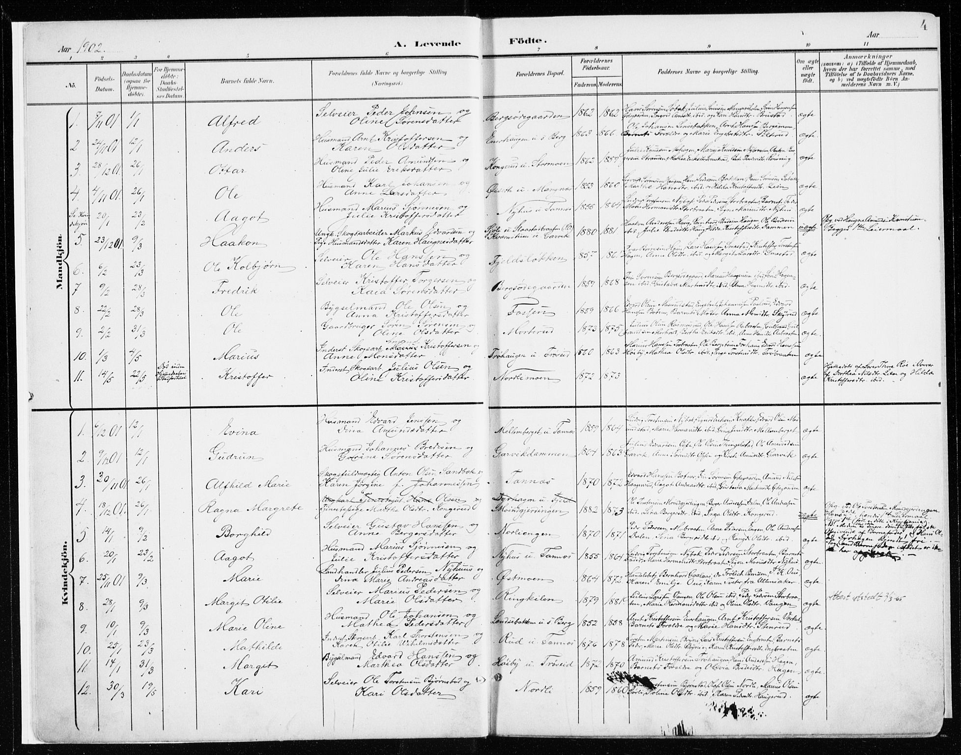 Nord-Odal prestekontor, SAH/PREST-032/H/Ha/Haa/L0009: Parish register (official) no. 9, 1902-1926, p. 4