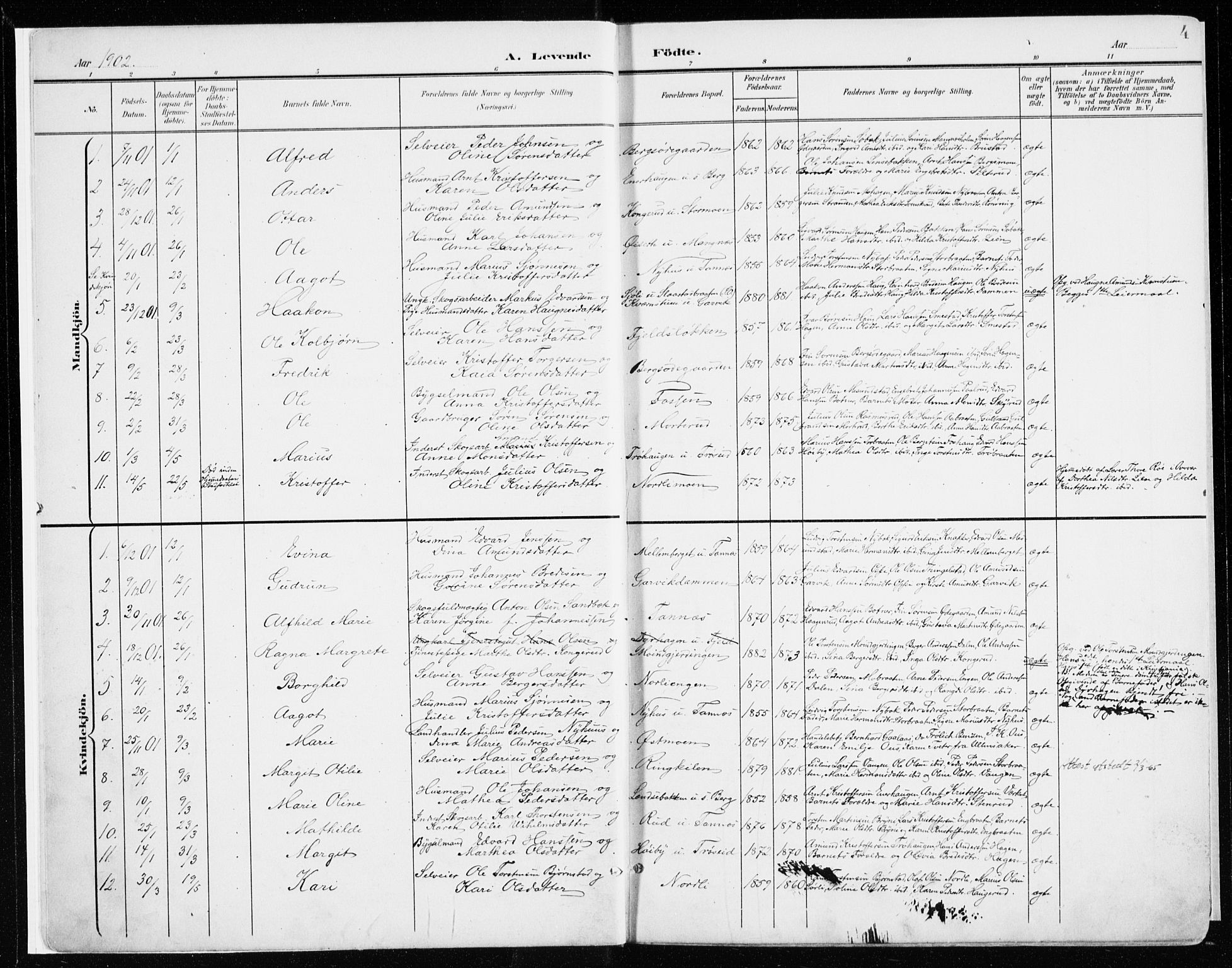 Nord-Odal prestekontor, AV/SAH-PREST-032/H/Ha/Haa/L0009: Parish register (official) no. 9, 1902-1926, p. 4