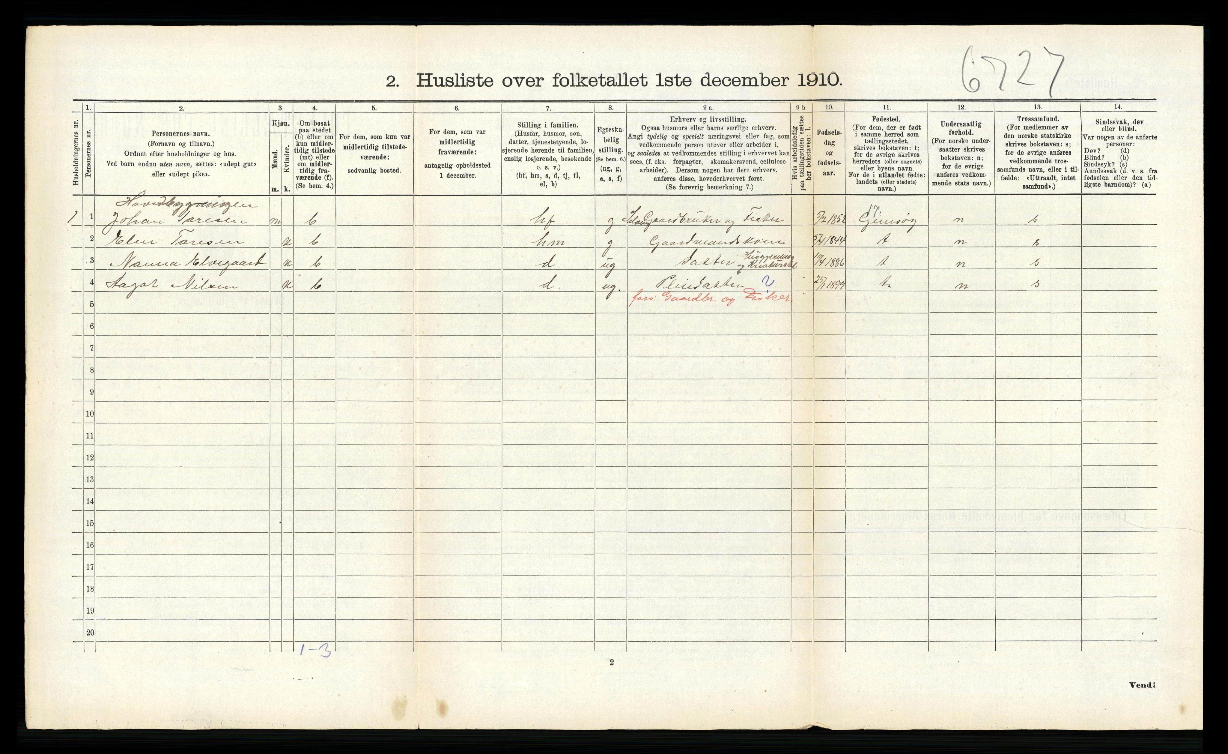 RA, 1910 census for Hadsel, 1910, p. 794