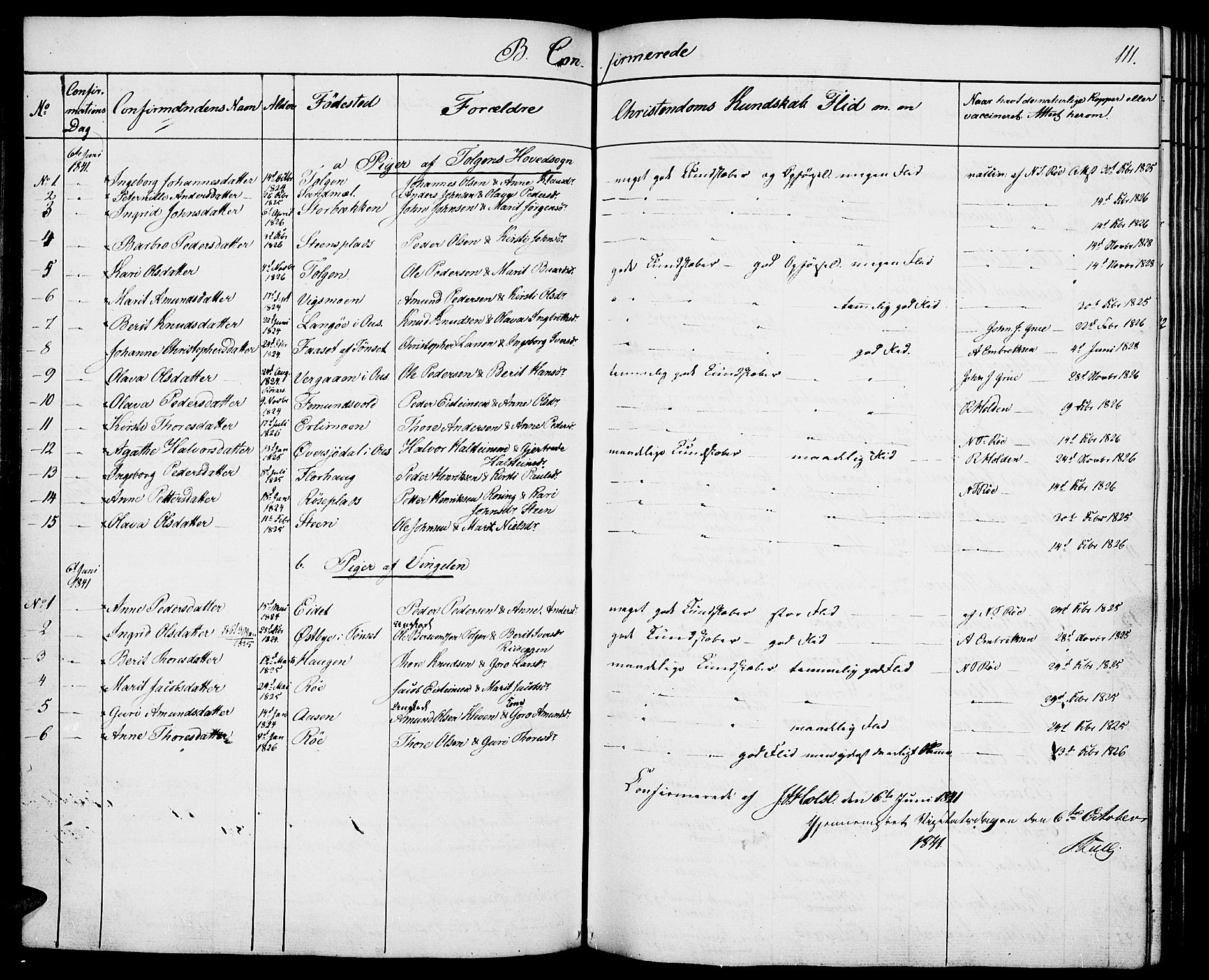 Tolga prestekontor, SAH/PREST-062/K/L0005: Parish register (official) no. 5, 1836-1852, p. 111