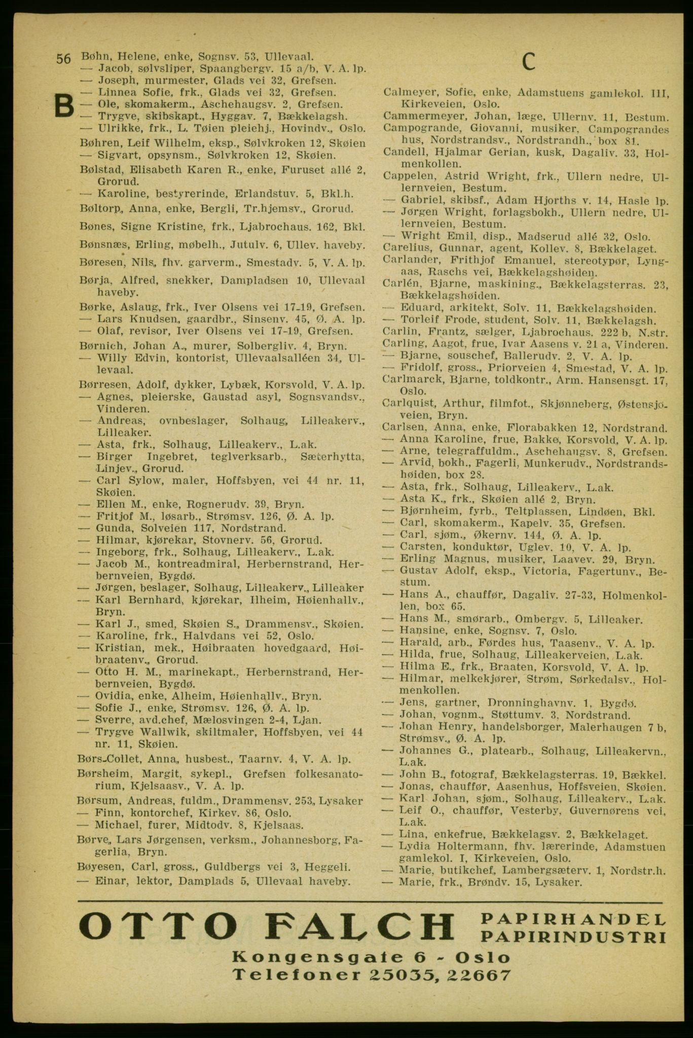 Aker adressebok/adressekalender, PUBL/001/A/004: Aker adressebok, 1929, p. 56
