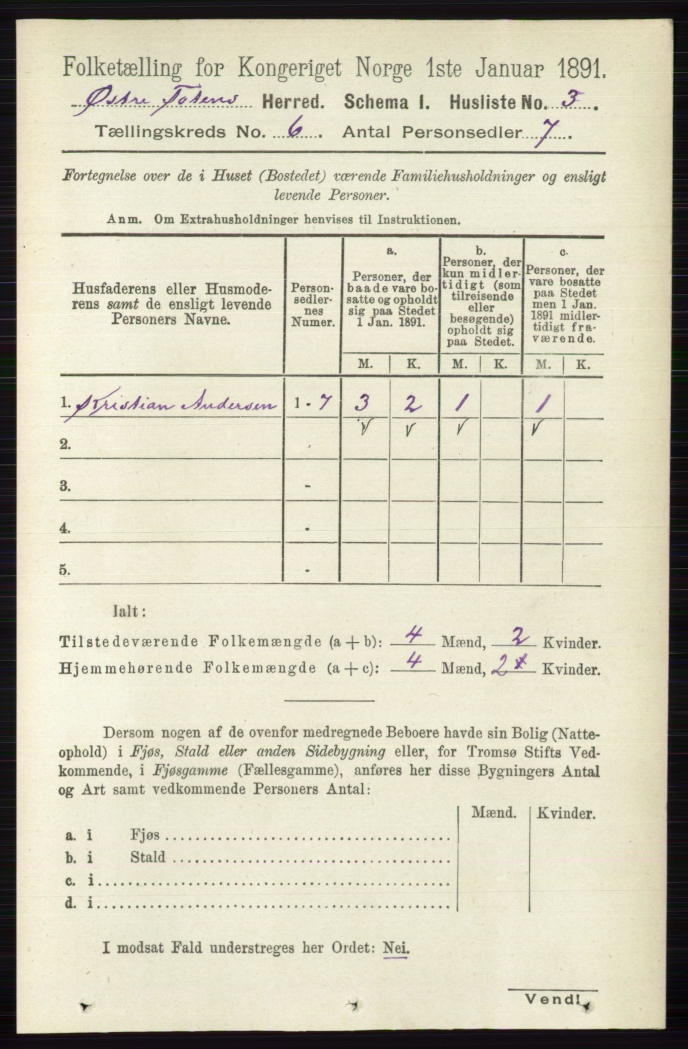 RA, 1891 census for 0528 Østre Toten, 1891, p. 3677