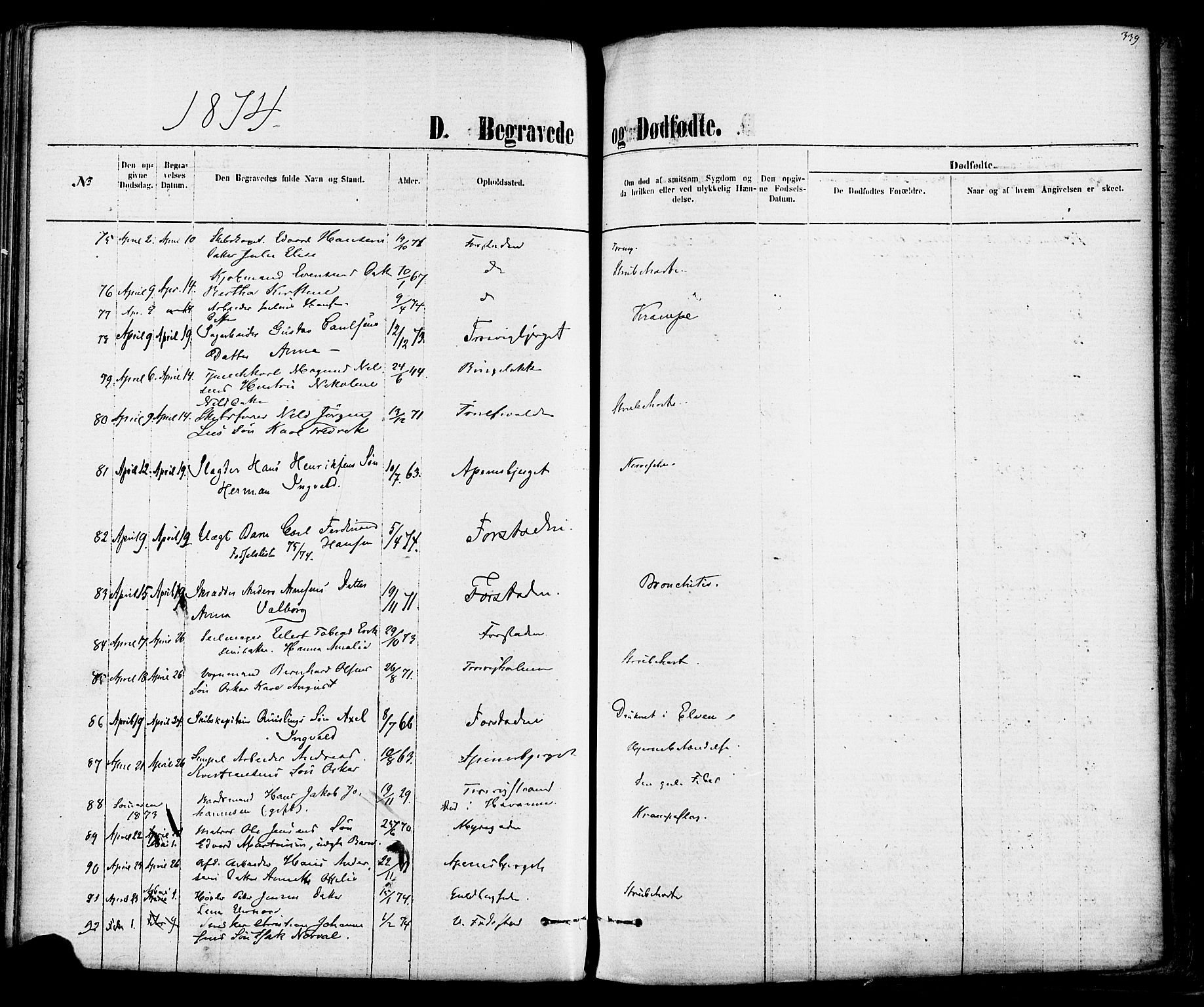 Fredrikstad domkirkes prestekontor Kirkebøker, AV/SAO-A-10906/F/Fa/L0001: Parish register (official) no. 1, 1871-1878, p. 339