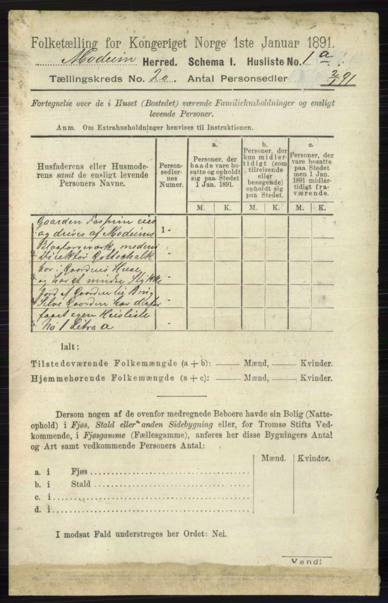 RA, 1891 census for 0623 Modum, 1891, p. 7761