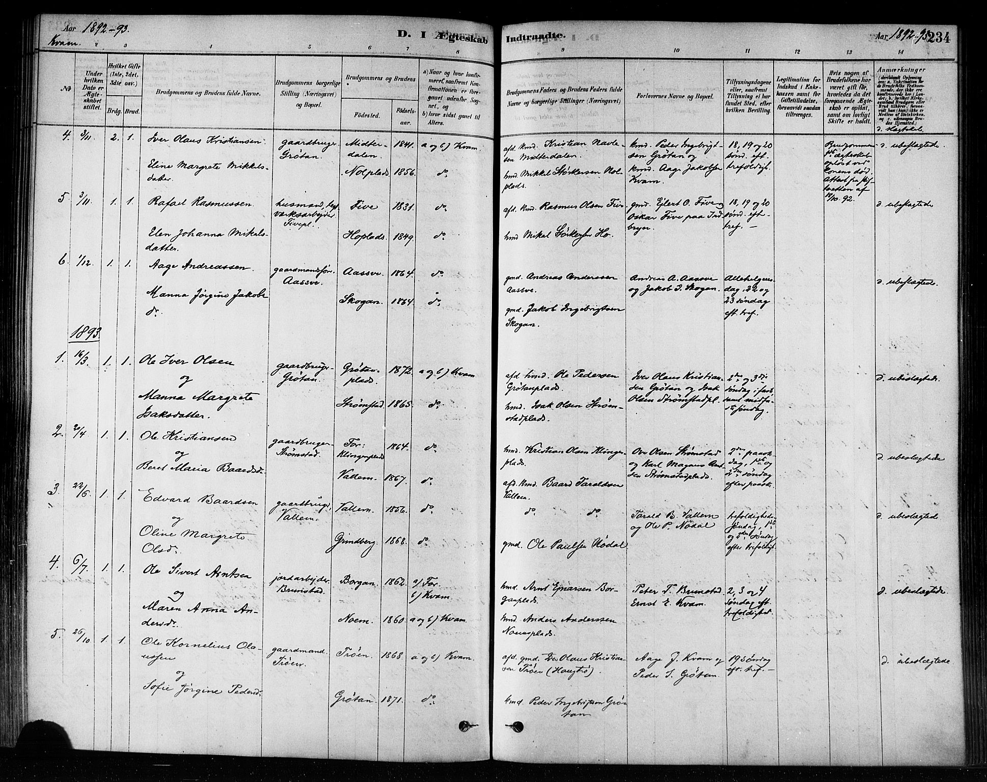 Ministerialprotokoller, klokkerbøker og fødselsregistre - Nord-Trøndelag, SAT/A-1458/746/L0449: Parish register (official) no. 746A07 /2, 1878-1899, p. 234