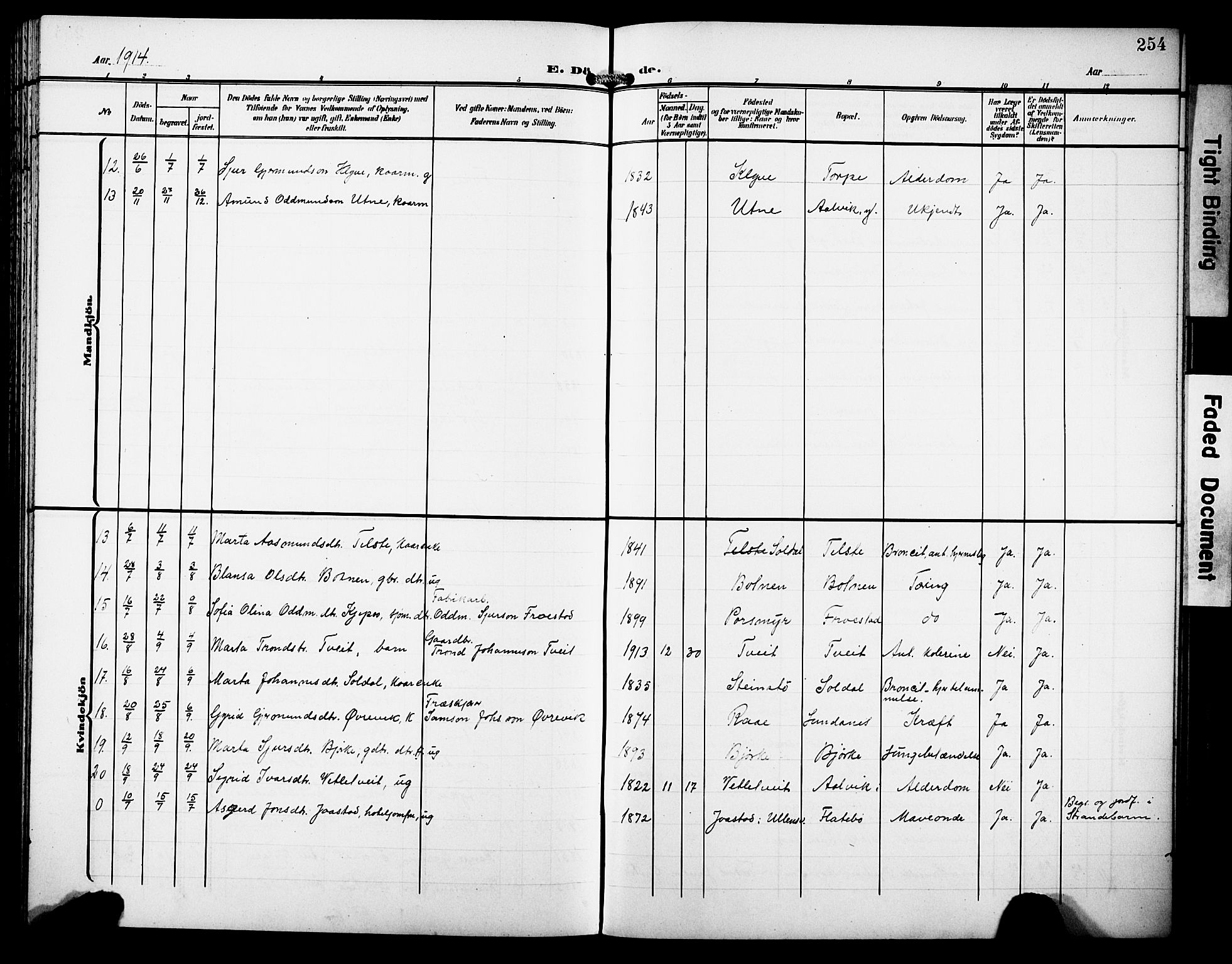 Kvam sokneprestembete, AV/SAB-A-76201/H/Hab: Parish register (copy) no. C 4, 1906-1931, p. 254