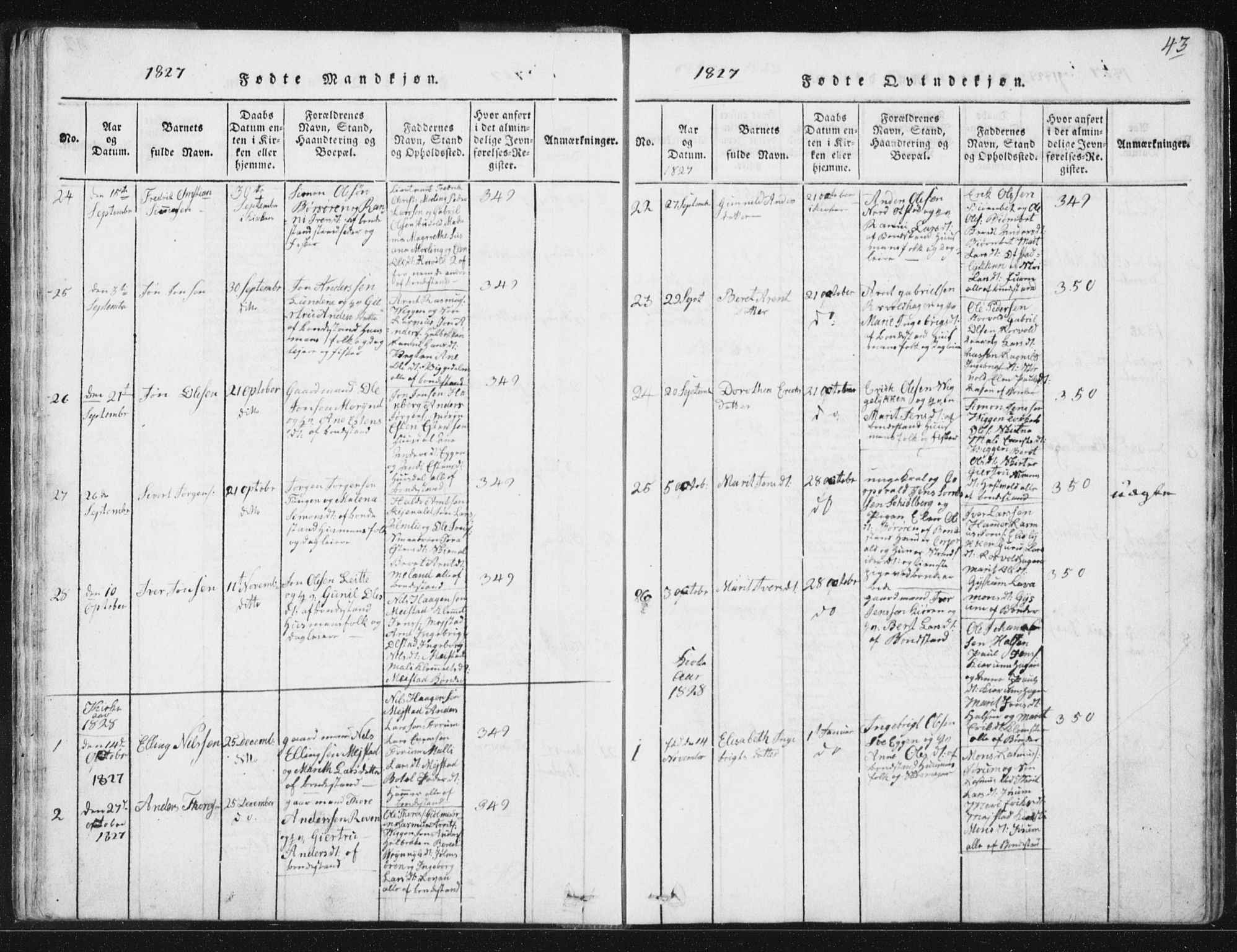 Ministerialprotokoller, klokkerbøker og fødselsregistre - Sør-Trøndelag, SAT/A-1456/665/L0770: Parish register (official) no. 665A05, 1817-1829, p. 43