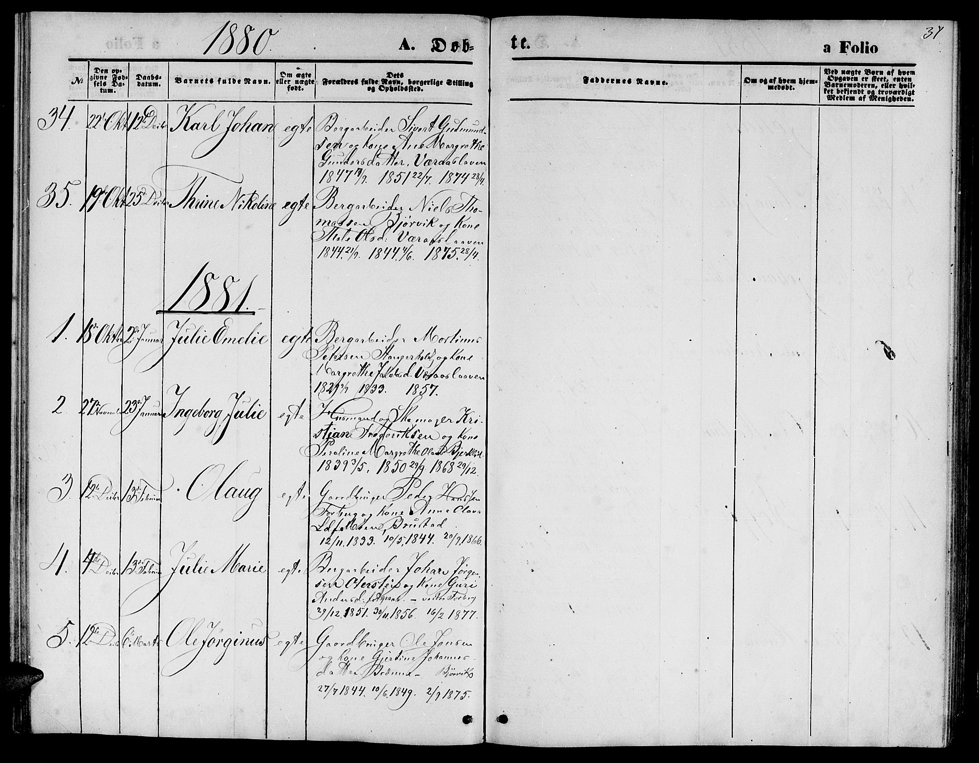 Ministerialprotokoller, klokkerbøker og fødselsregistre - Nord-Trøndelag, SAT/A-1458/722/L0225: Parish register (copy) no. 722C01, 1871-1888, p. 37
