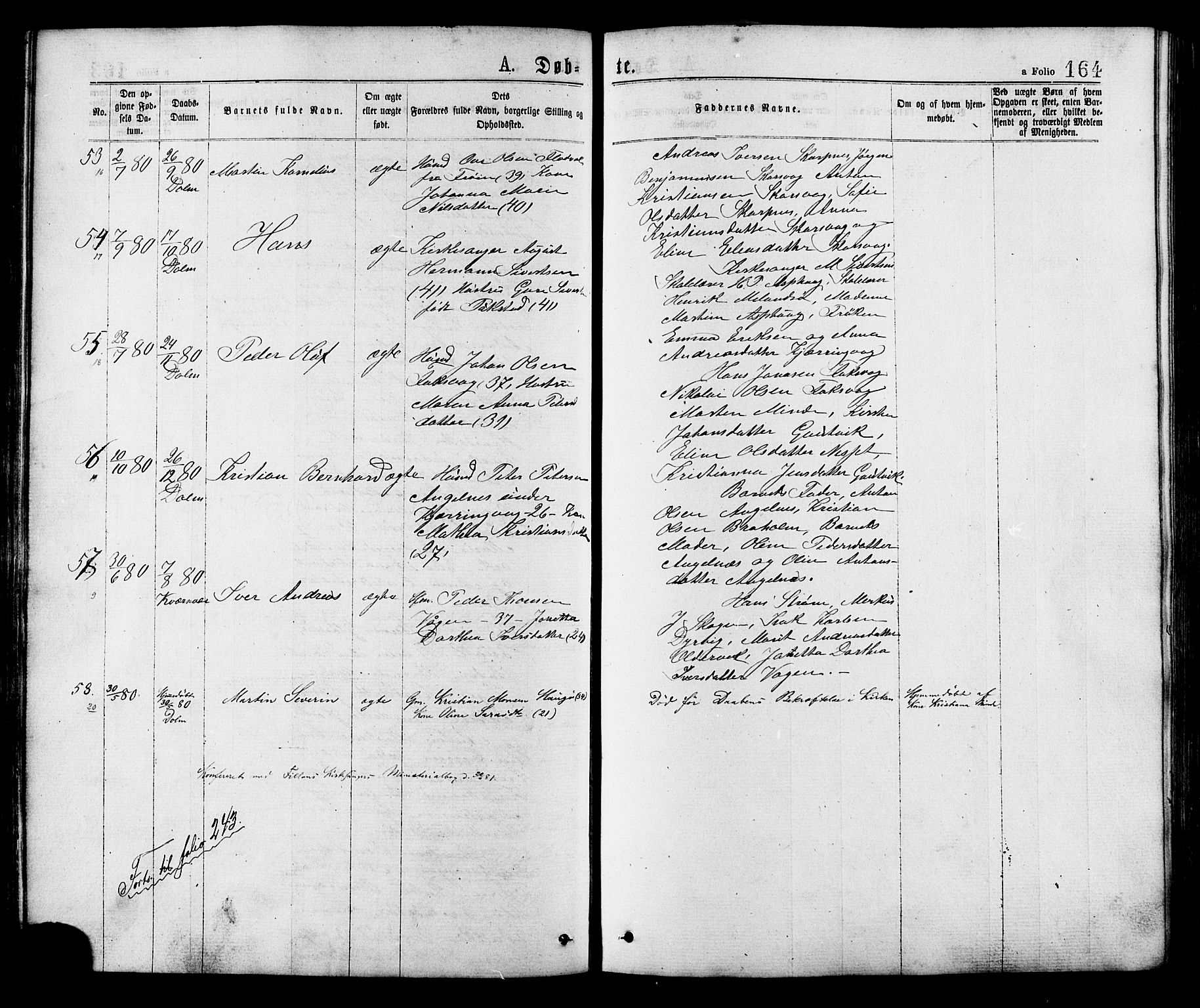 Ministerialprotokoller, klokkerbøker og fødselsregistre - Sør-Trøndelag, SAT/A-1456/634/L0532: Parish register (official) no. 634A08, 1871-1881, p. 164