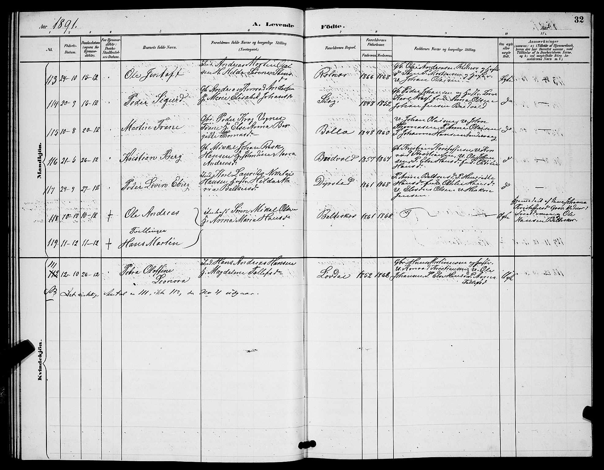 Ibestad sokneprestembete, AV/SATØ-S-0077/H/Ha/Hab/L0008klokker: Parish register (copy) no. 8, 1890-1903, p. 32