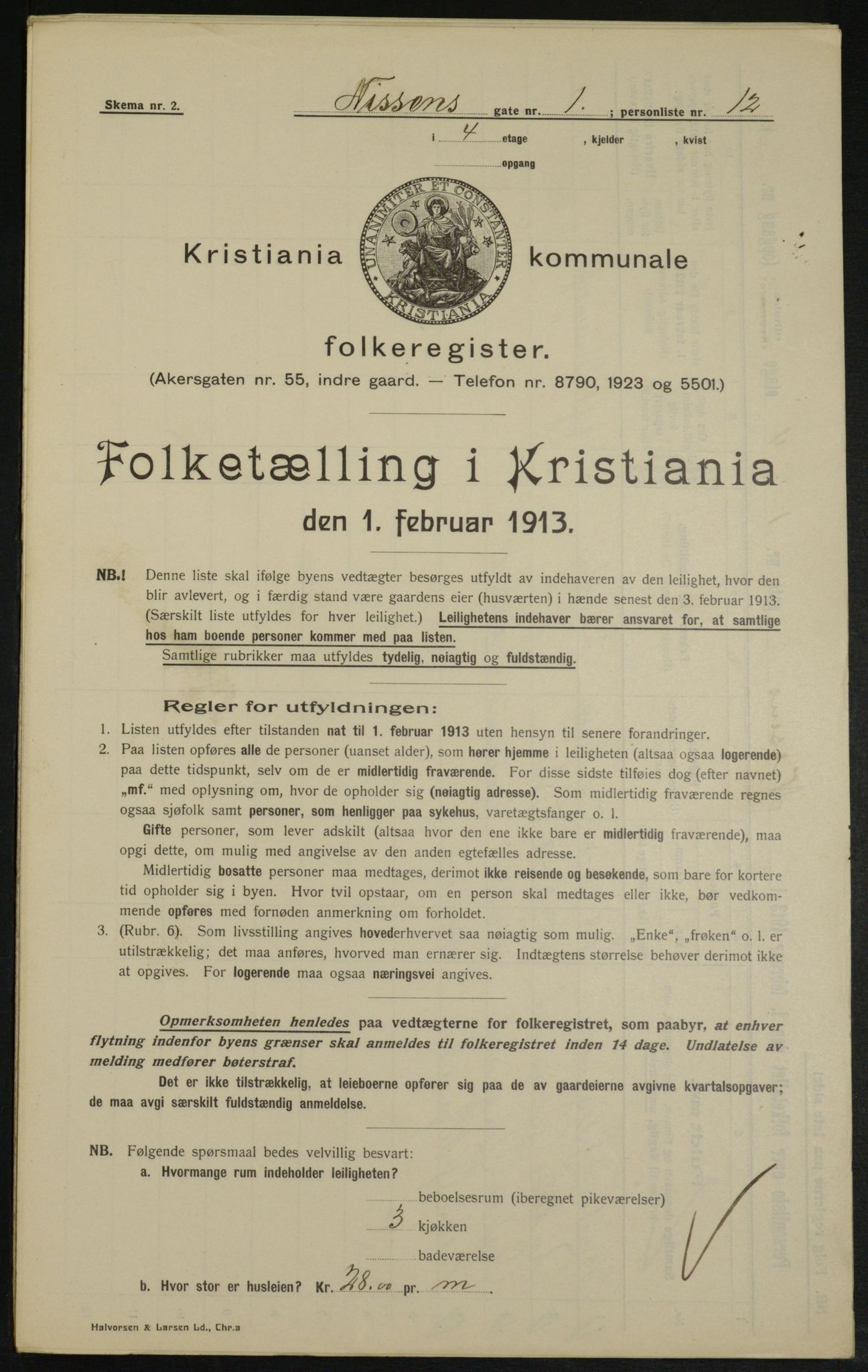 OBA, Municipal Census 1913 for Kristiania, 1913, p. 71134