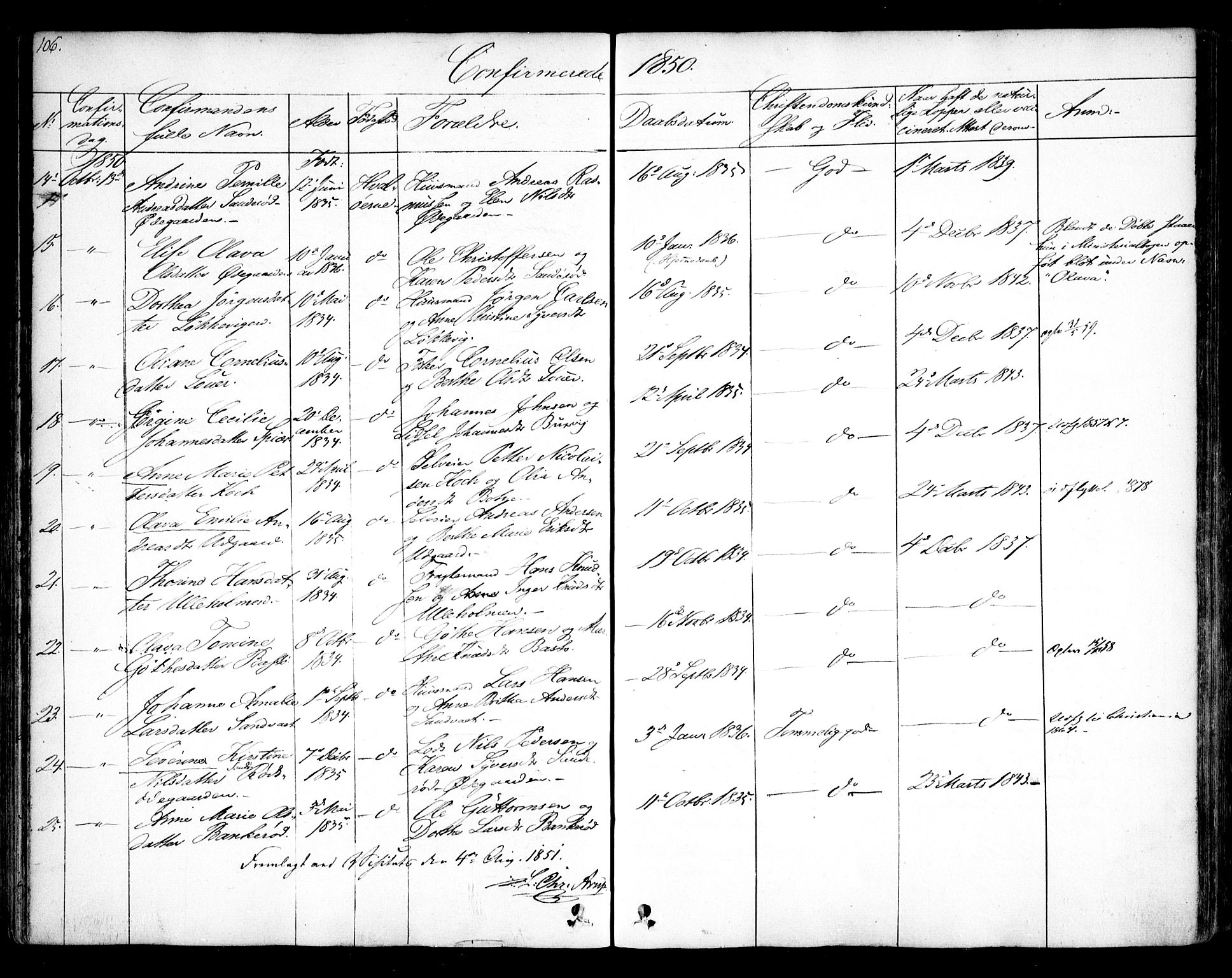 Hvaler prestekontor Kirkebøker, AV/SAO-A-2001/F/Fa/L0006: Parish register (official) no. I 6, 1846-1863, p. 106