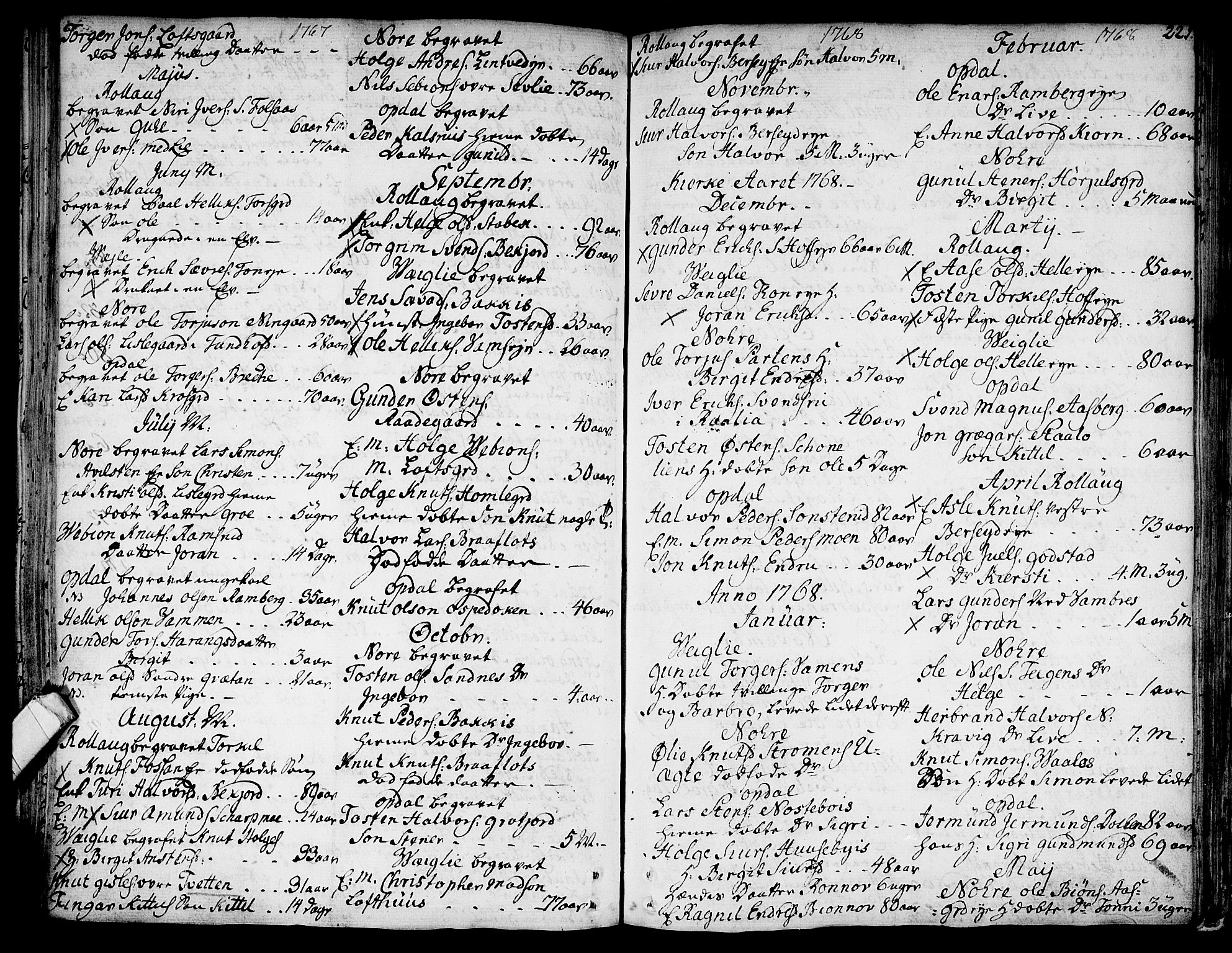 Rollag kirkebøker, SAKO/A-240/F/Fa/L0003: Parish register (official) no. I 3, 1743-1778, p. 221