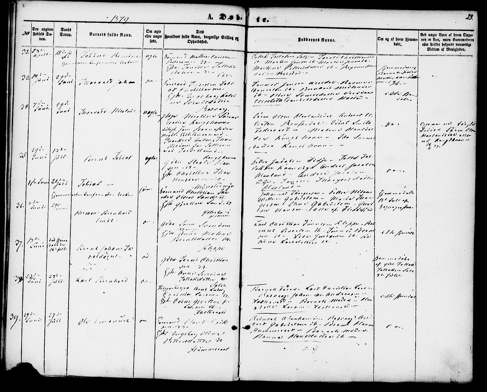 Flekkefjord sokneprestkontor, AV/SAK-1111-0012/F/Fa/Fab/L0005: Parish register (official) no. A 5, 1870-1886, p. 23