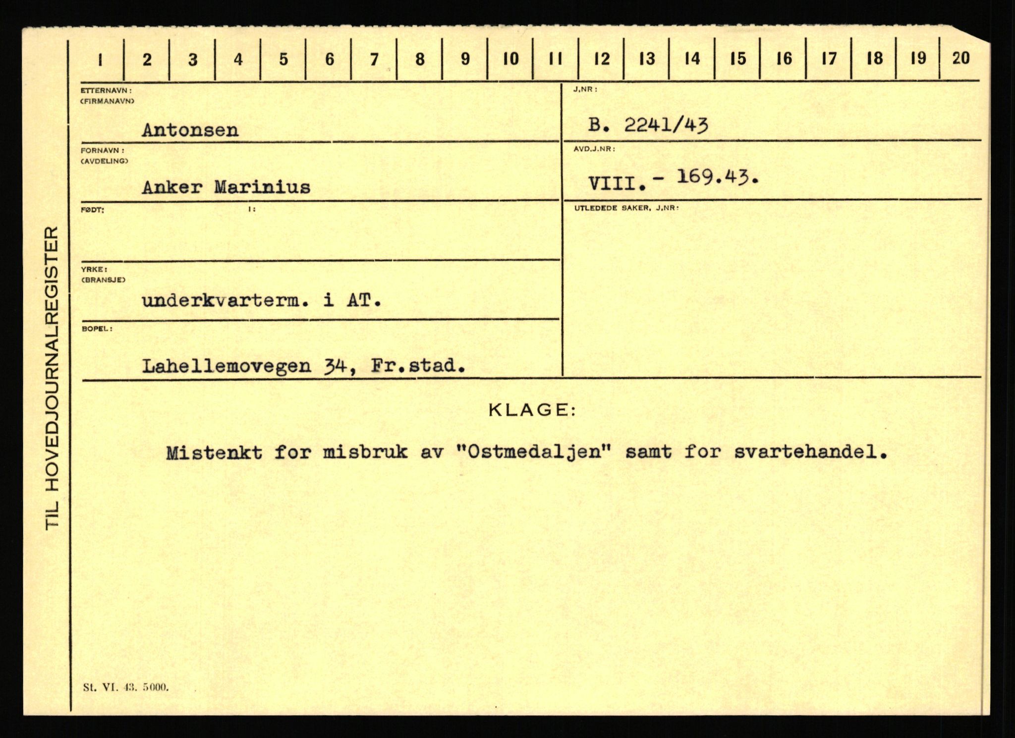 Statspolitiet - Hovedkontoret / Osloavdelingen, AV/RA-S-1329/C/Ca/L0001: Aabakken - Armann, 1943-1945, p. 4644