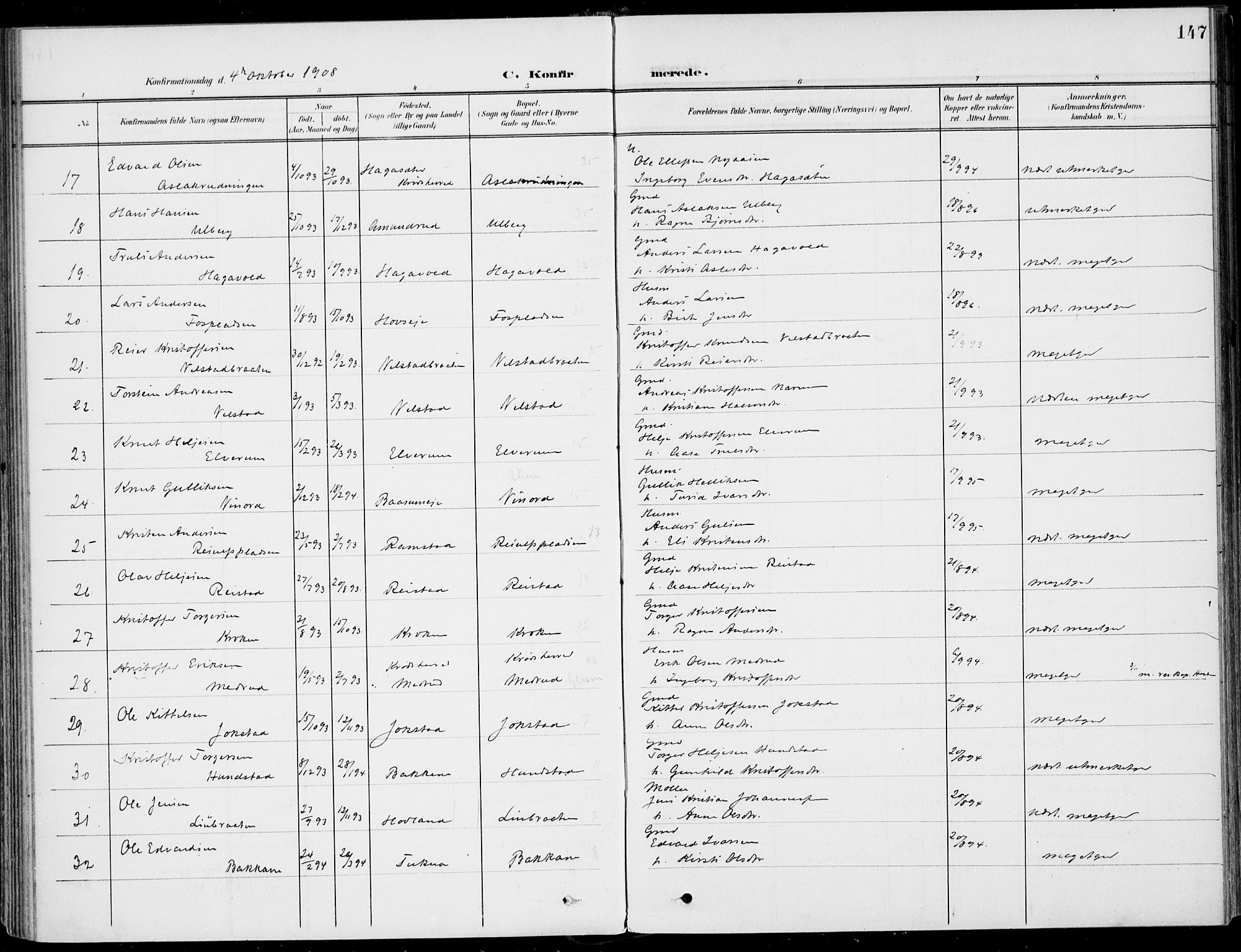 Sigdal kirkebøker, SAKO/A-245/F/Fb/L0002: Parish register (official) no. II 2, 1901-1914, p. 147