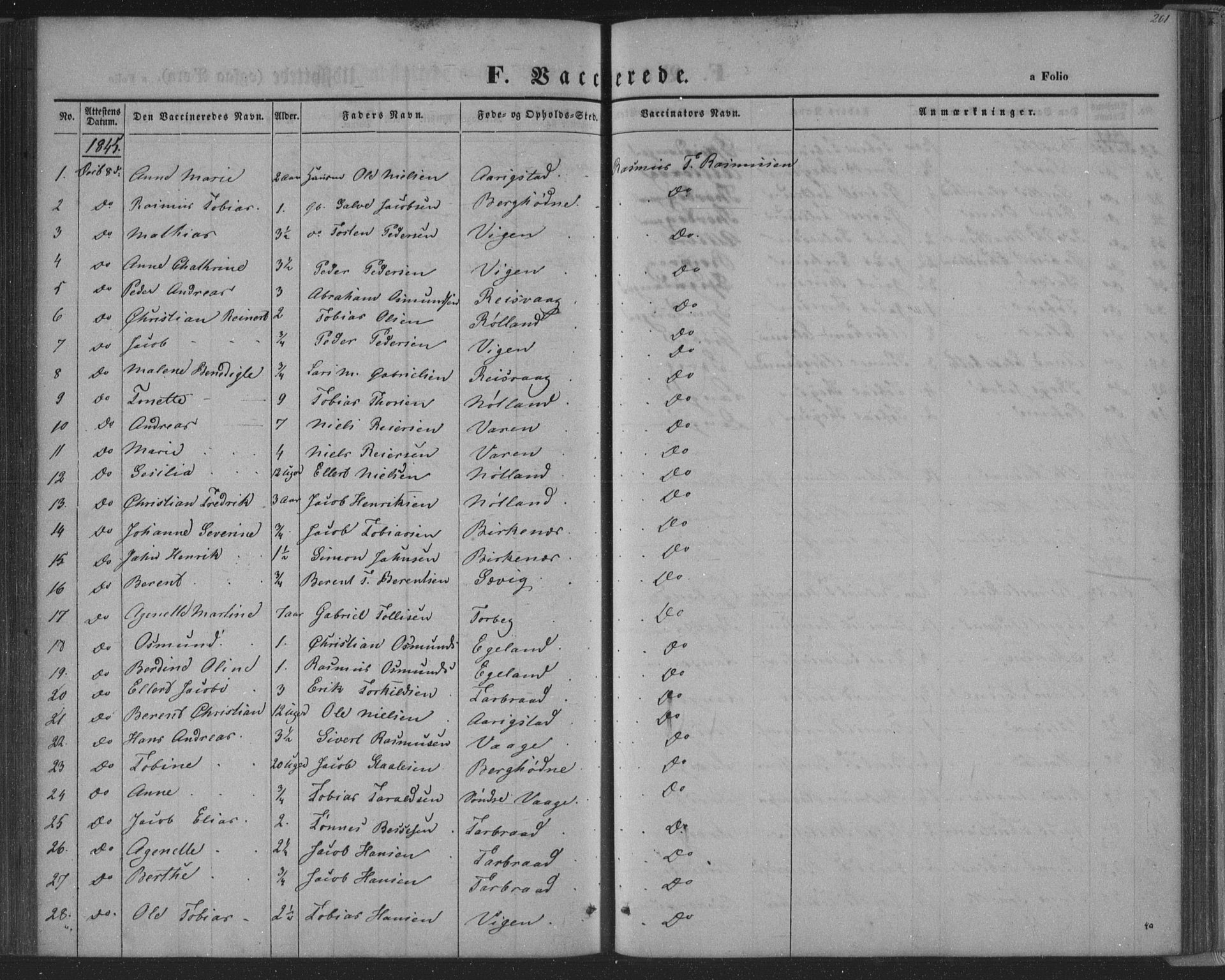 Herad sokneprestkontor, SAK/1111-0018/F/Fa/Fab/L0003: Parish register (official) no. A 3, 1844-1853, p. 201