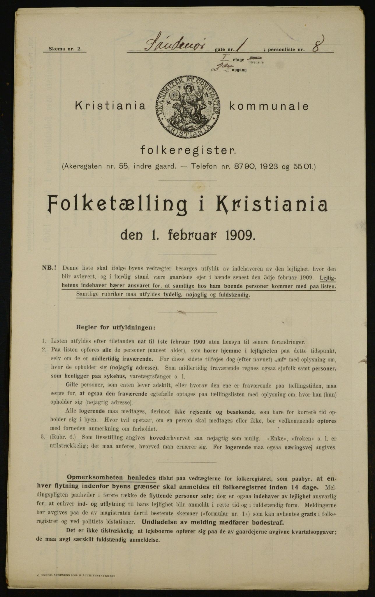 OBA, Municipal Census 1909 for Kristiania, 1909, p. 94688