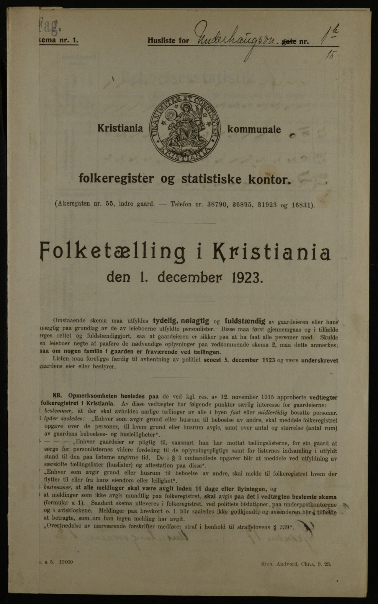 OBA, Municipal Census 1923 for Kristiania, 1923, p. 132432