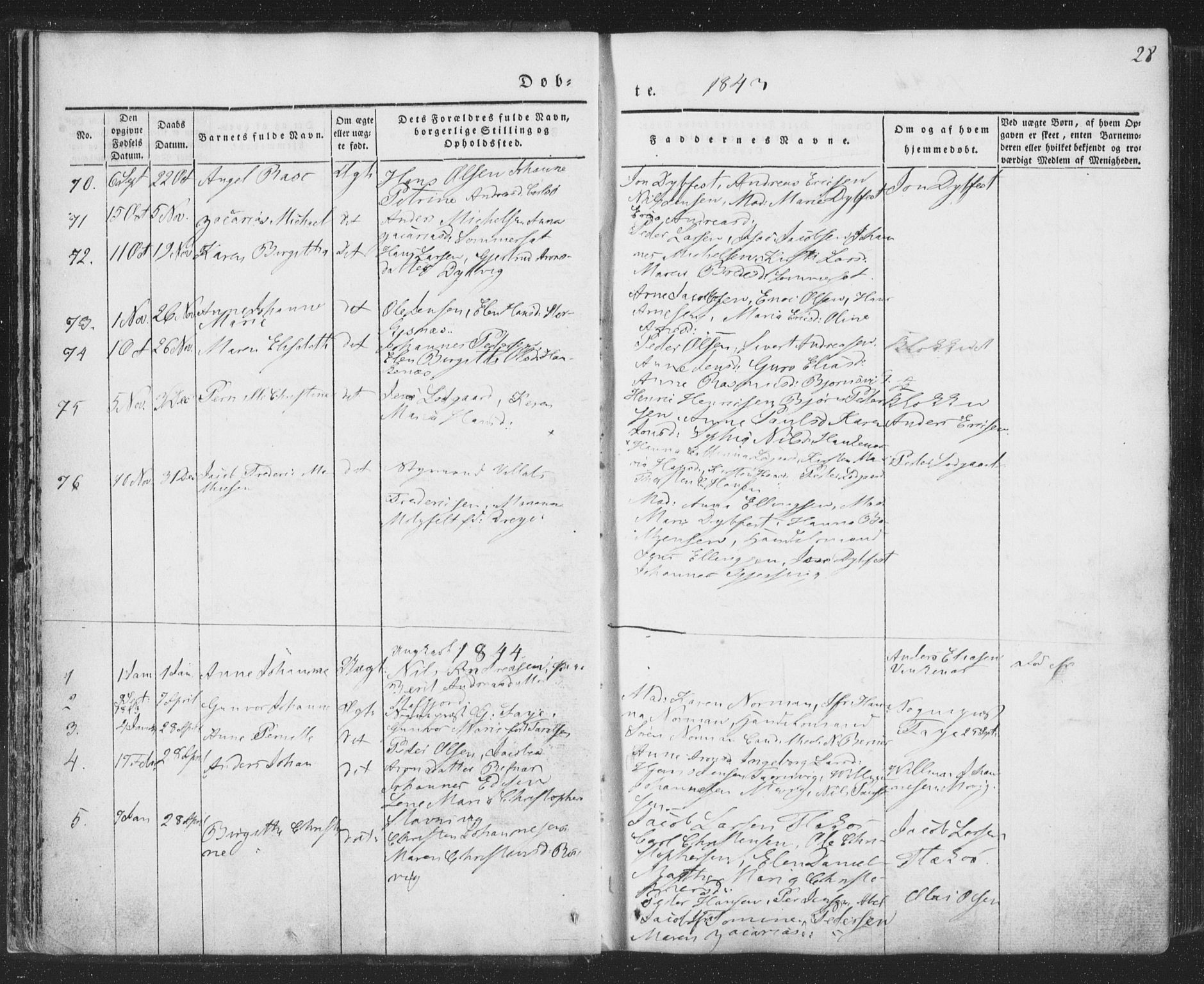 Ministerialprotokoller, klokkerbøker og fødselsregistre - Nordland, AV/SAT-A-1459/853/L0769: Parish register (official) no. 853A08, 1836-1856, p. 28