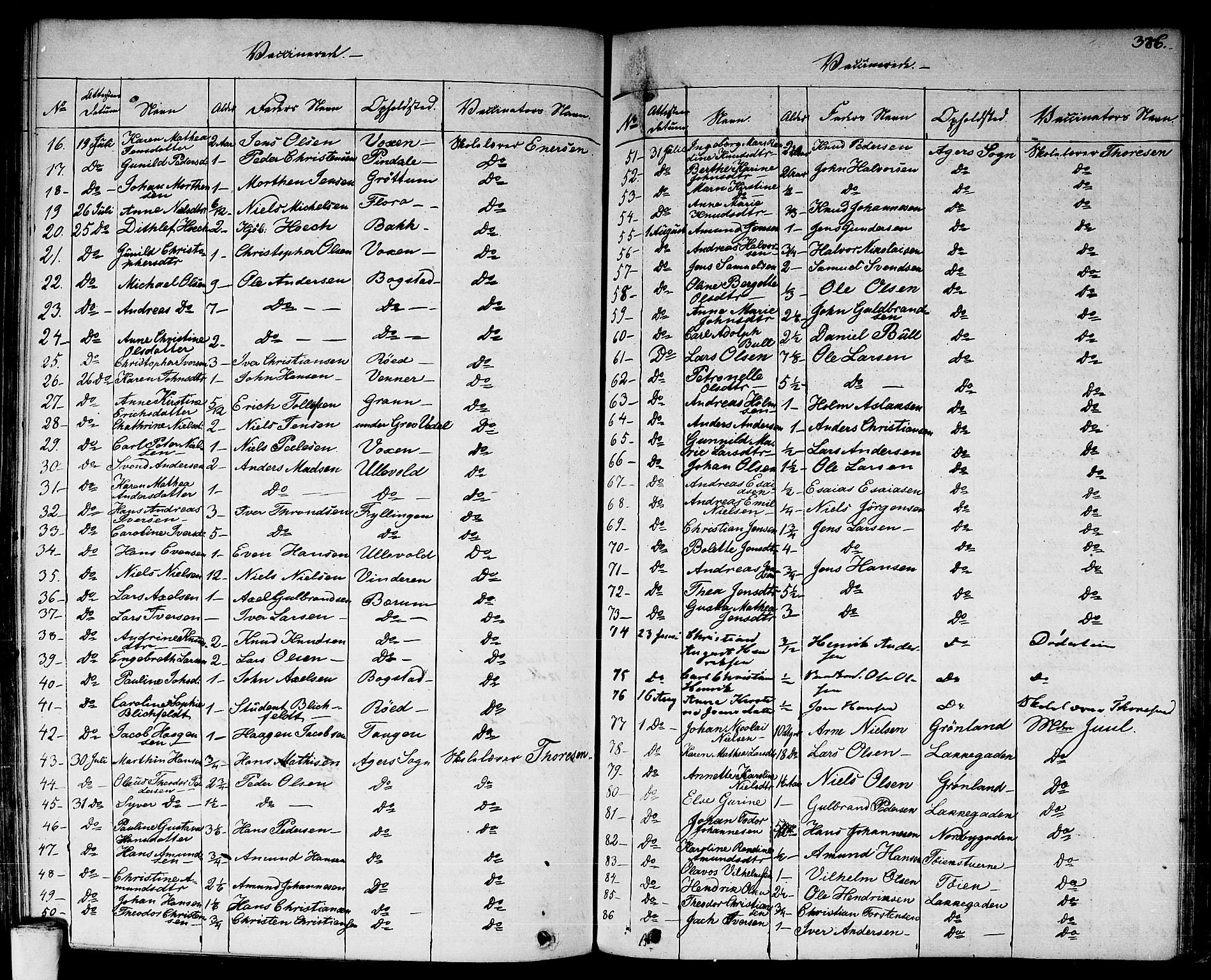 Aker prestekontor kirkebøker, SAO/A-10861/F/L0018: Parish register (official) no. 17, 1829-1852, p. 386