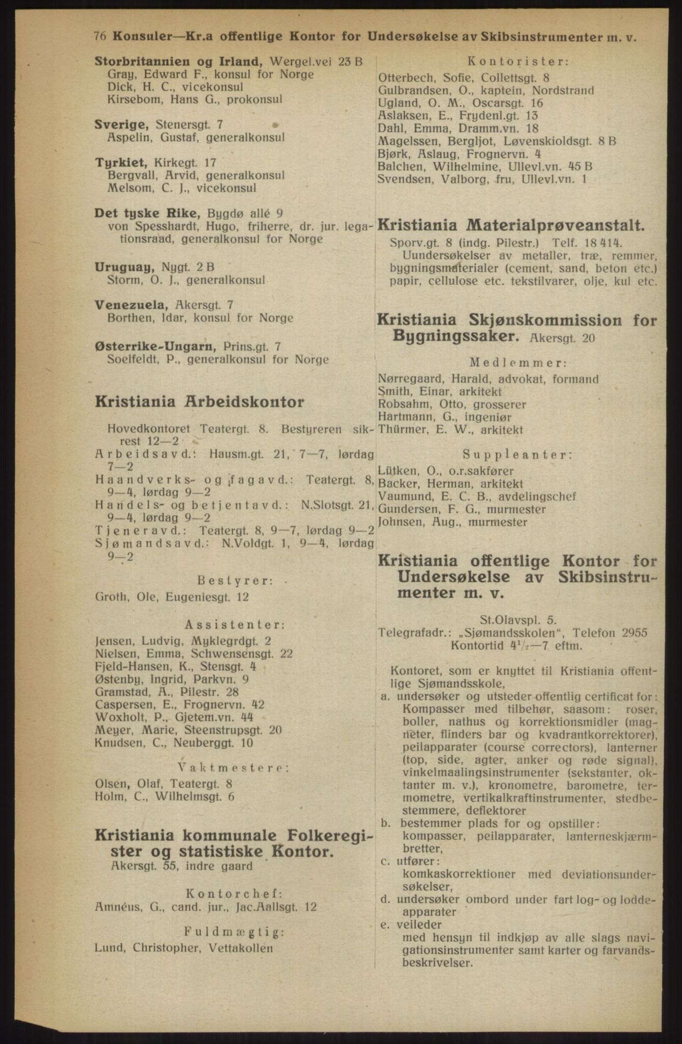 Kristiania/Oslo adressebok, PUBL/-, 1914, p. 76