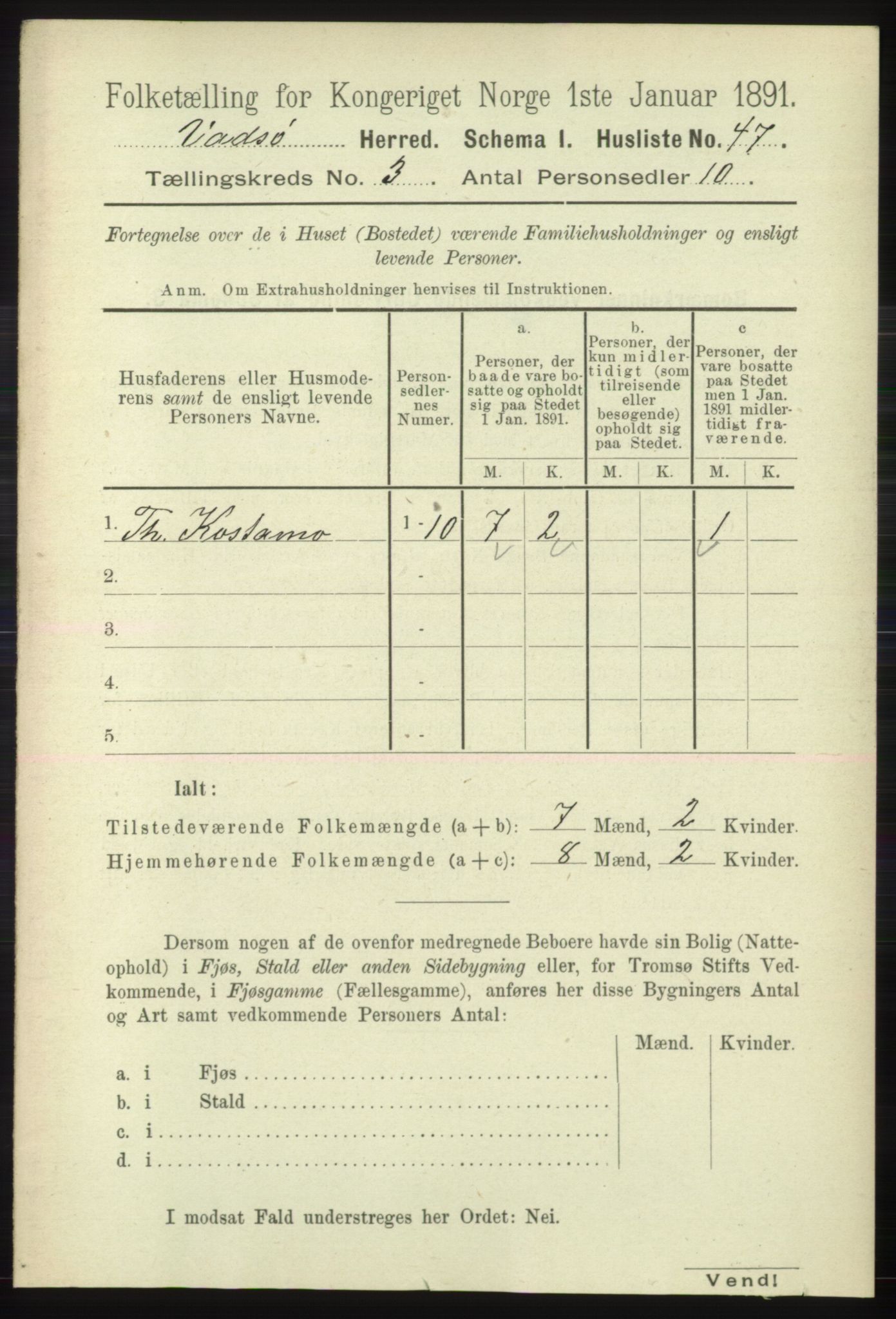 RA, 1891 census for 2029 Vadsø, 1891, p. 816