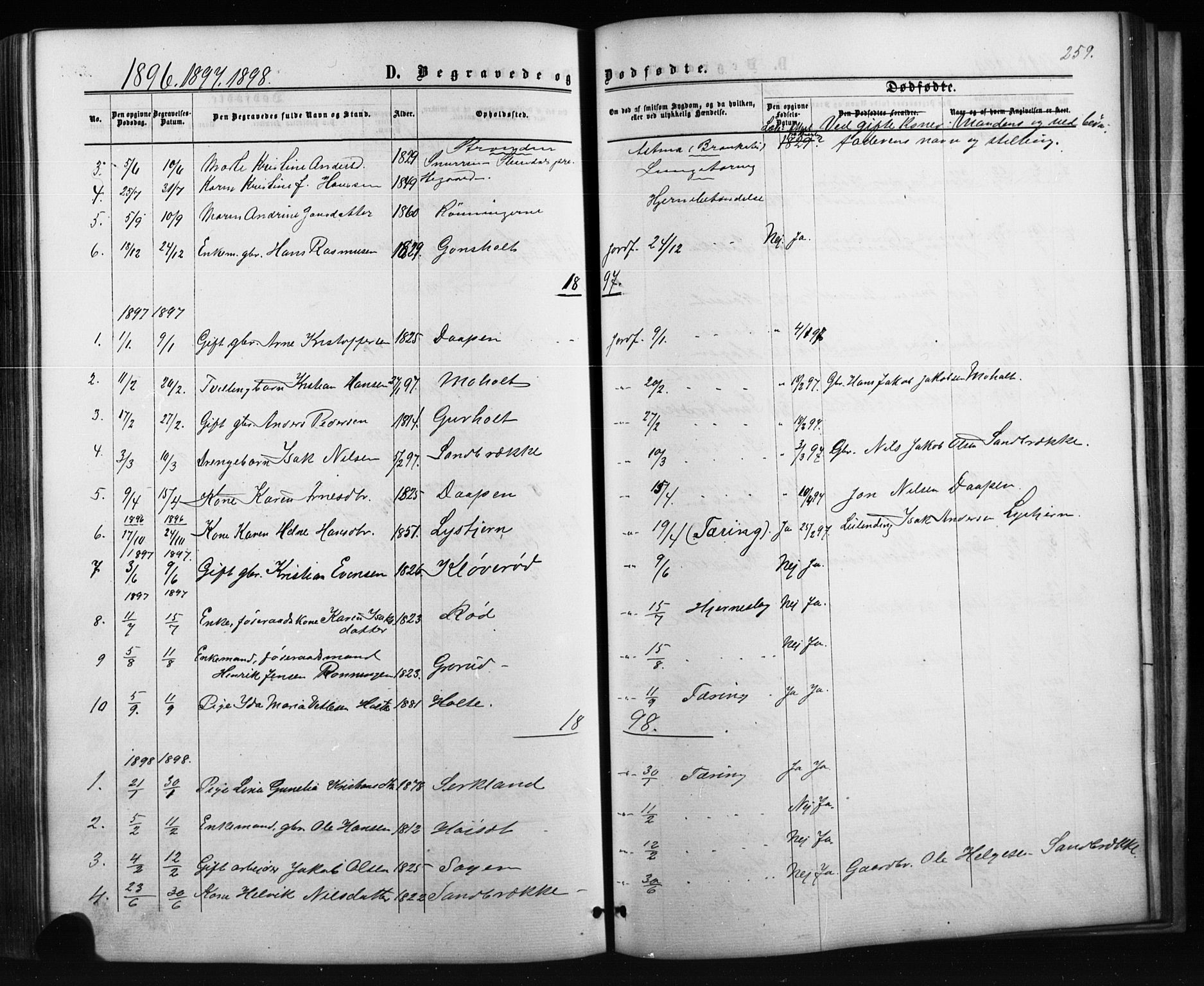 Siljan kirkebøker, SAKO/A-300/G/Ga/L0002: Parish register (copy) no. 2, 1864-1908, p. 259