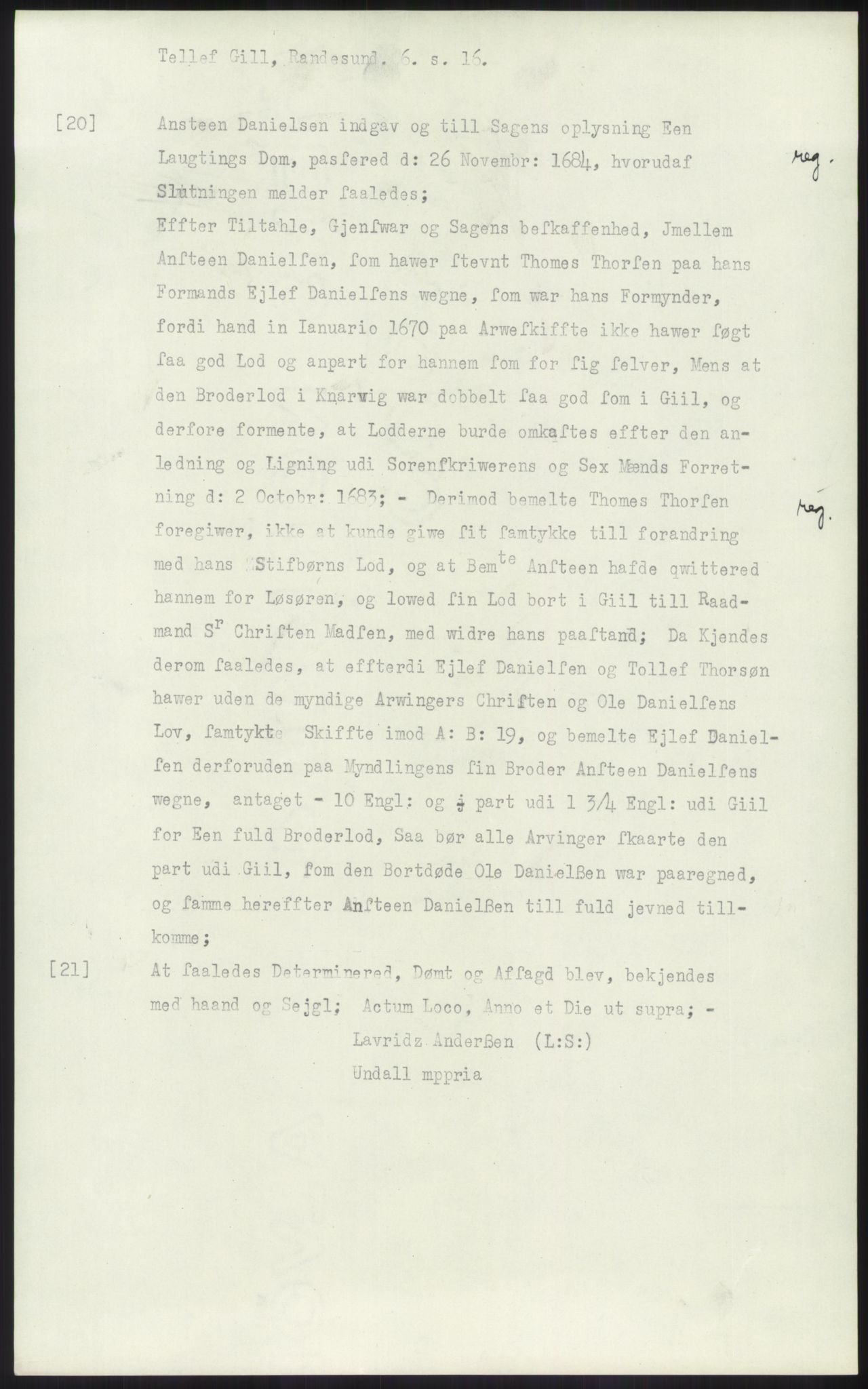 Samlinger til kildeutgivelse, Diplomavskriftsamlingen, AV/RA-EA-4053/H/Ha, p. 1291