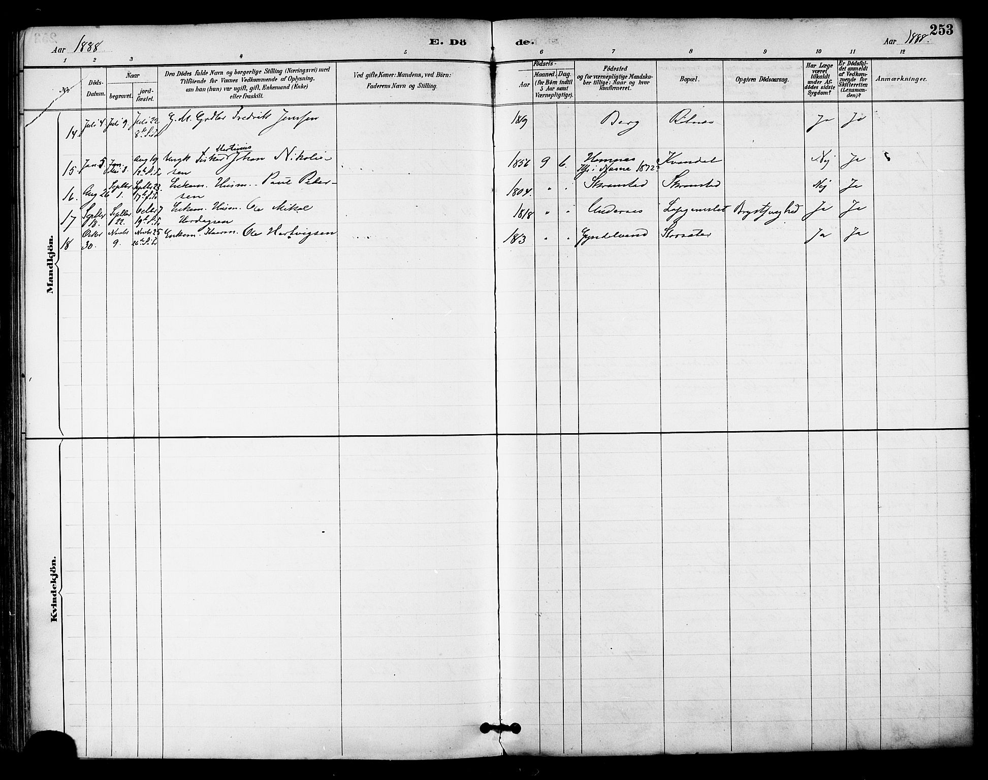 Ministerialprotokoller, klokkerbøker og fødselsregistre - Nordland, AV/SAT-A-1459/855/L0803: Parish register (official) no. 855A11, 1887-1905, p. 253