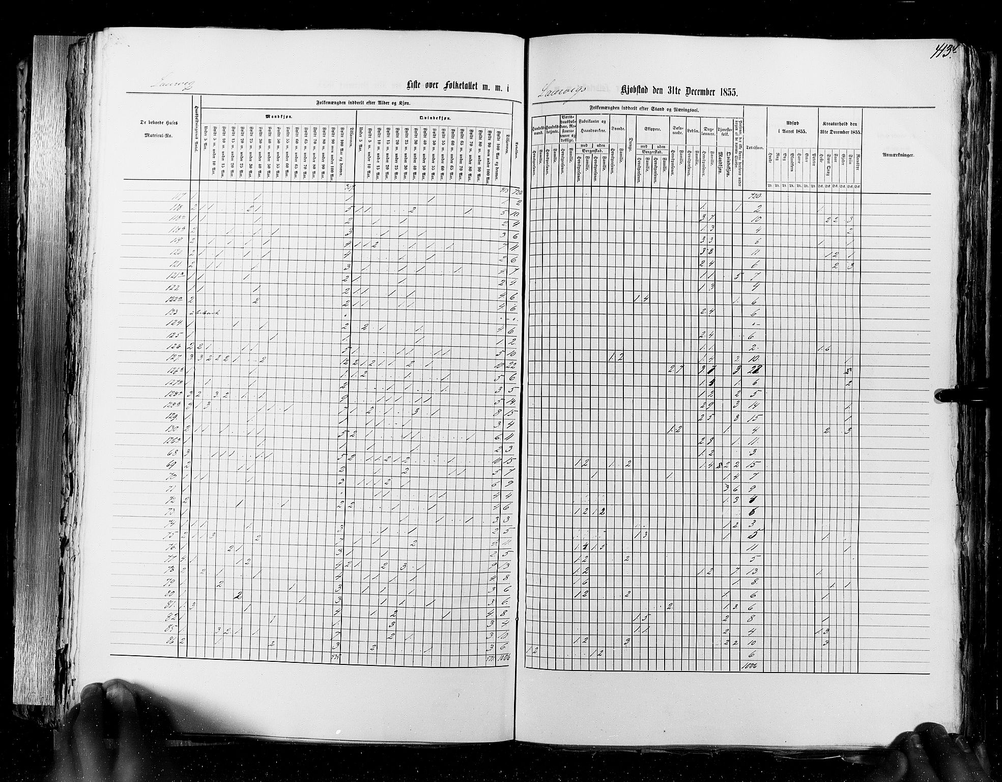 RA, Census 1855, vol. 7: Fredrikshald-Kragerø, 1855, p. 413