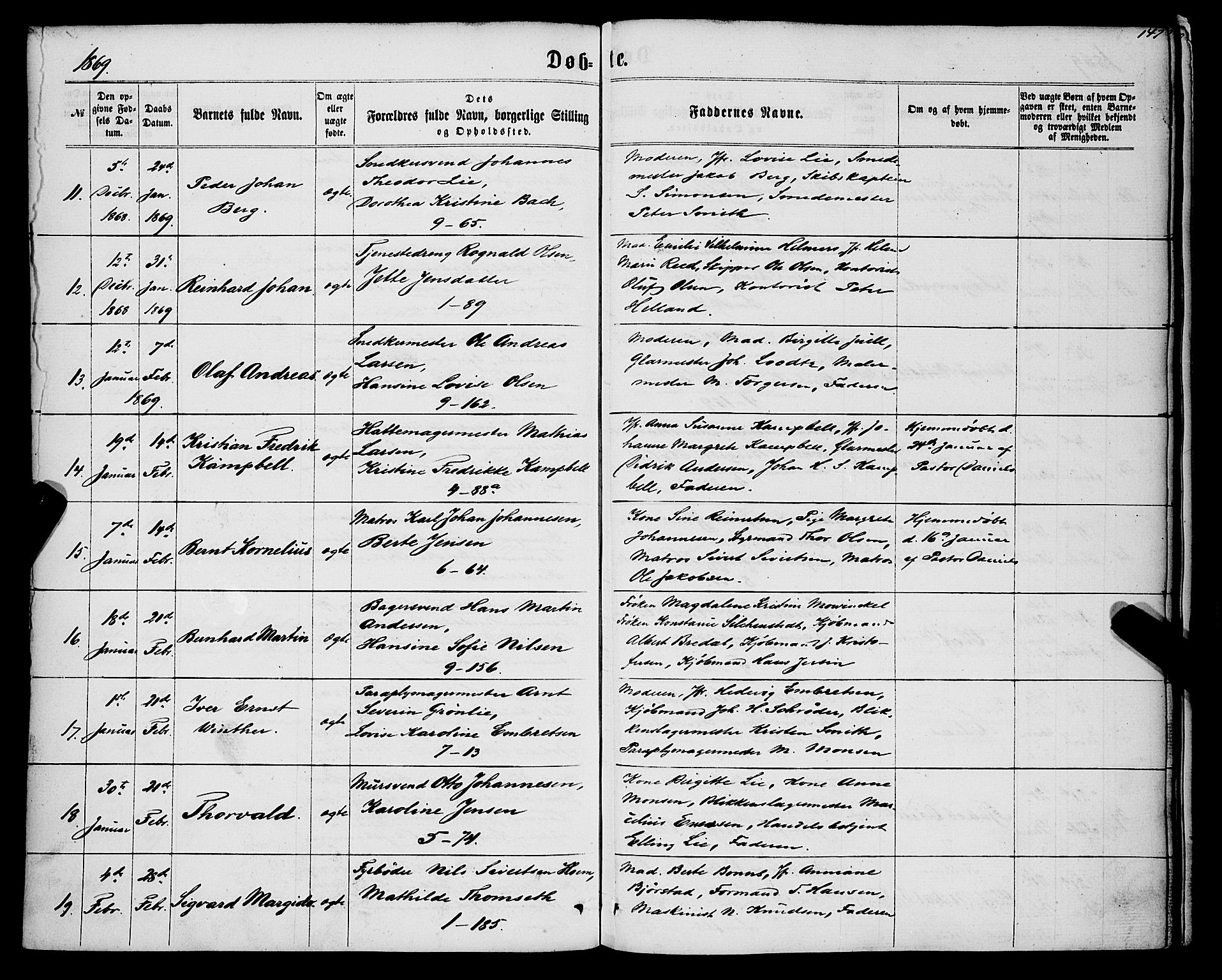 Nykirken Sokneprestembete, SAB/A-77101/H/Haa/L0015: Parish register (official) no. B 2, 1858-1869, p. 147