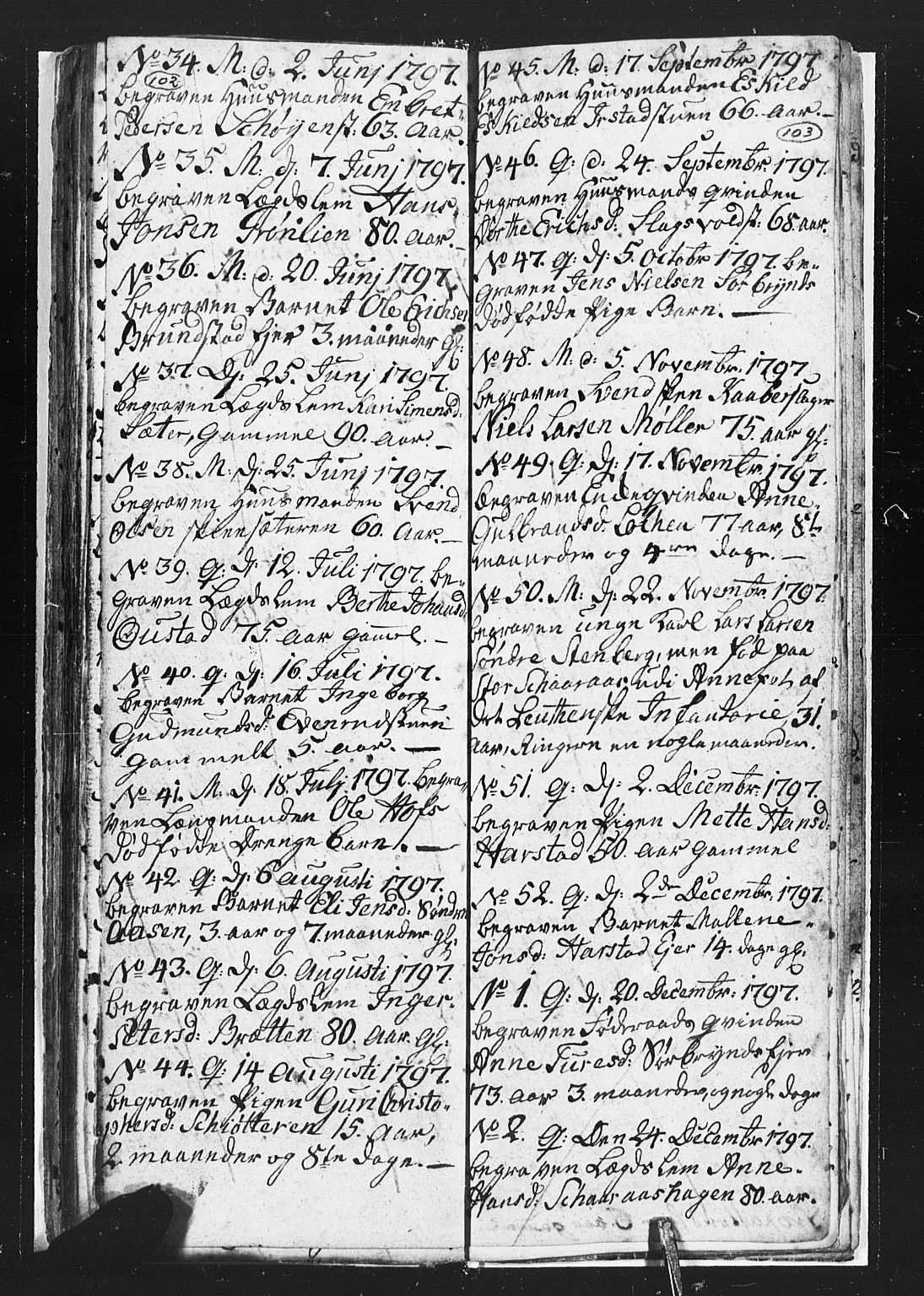 Romedal prestekontor, SAH/PREST-004/L/L0002: Parish register (copy) no. 2, 1795-1800, p. 102-103