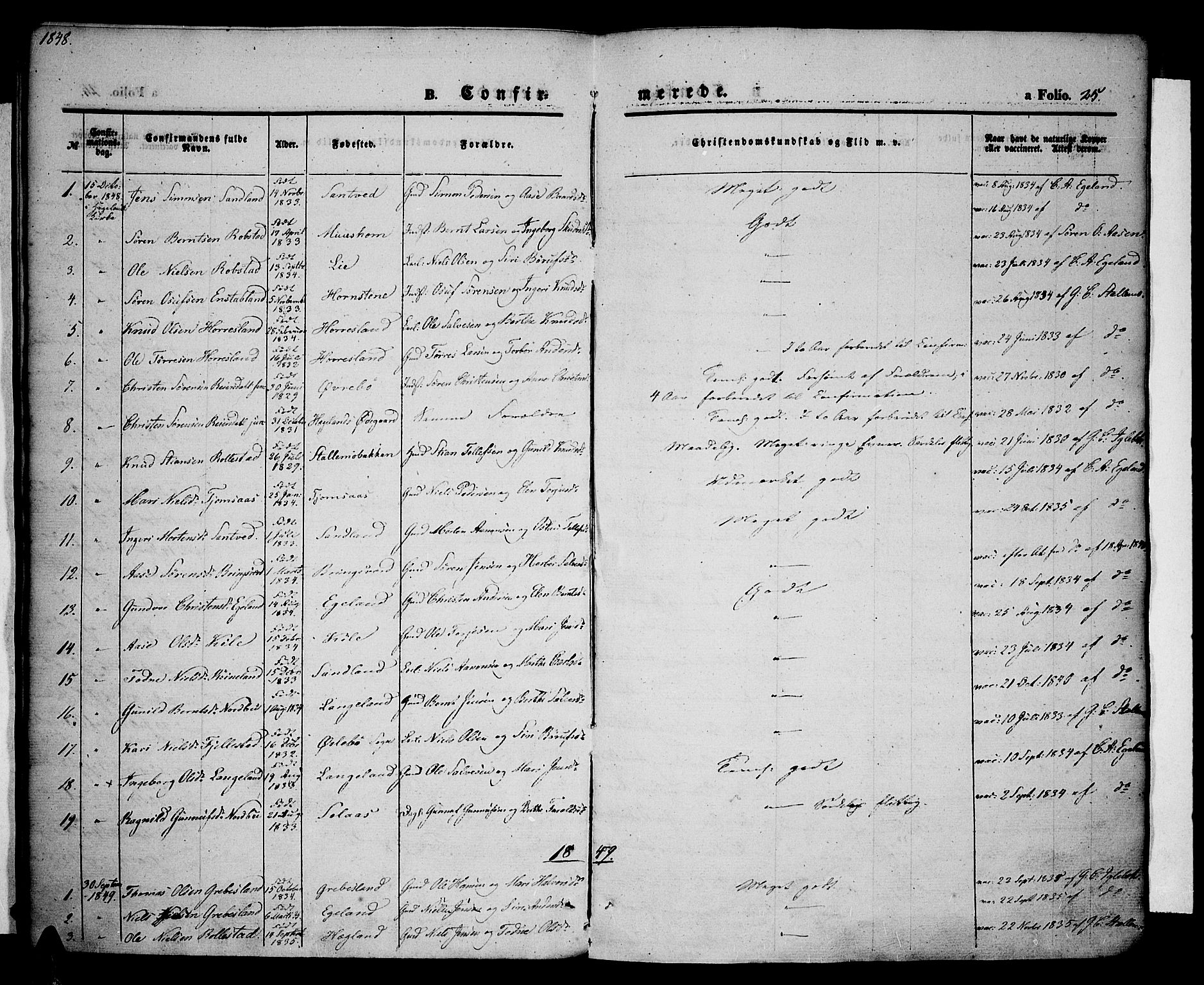 Vennesla sokneprestkontor, AV/SAK-1111-0045/Fa/Fac/L0005: Parish register (official) no. A 5, 1844-1855, p. 25