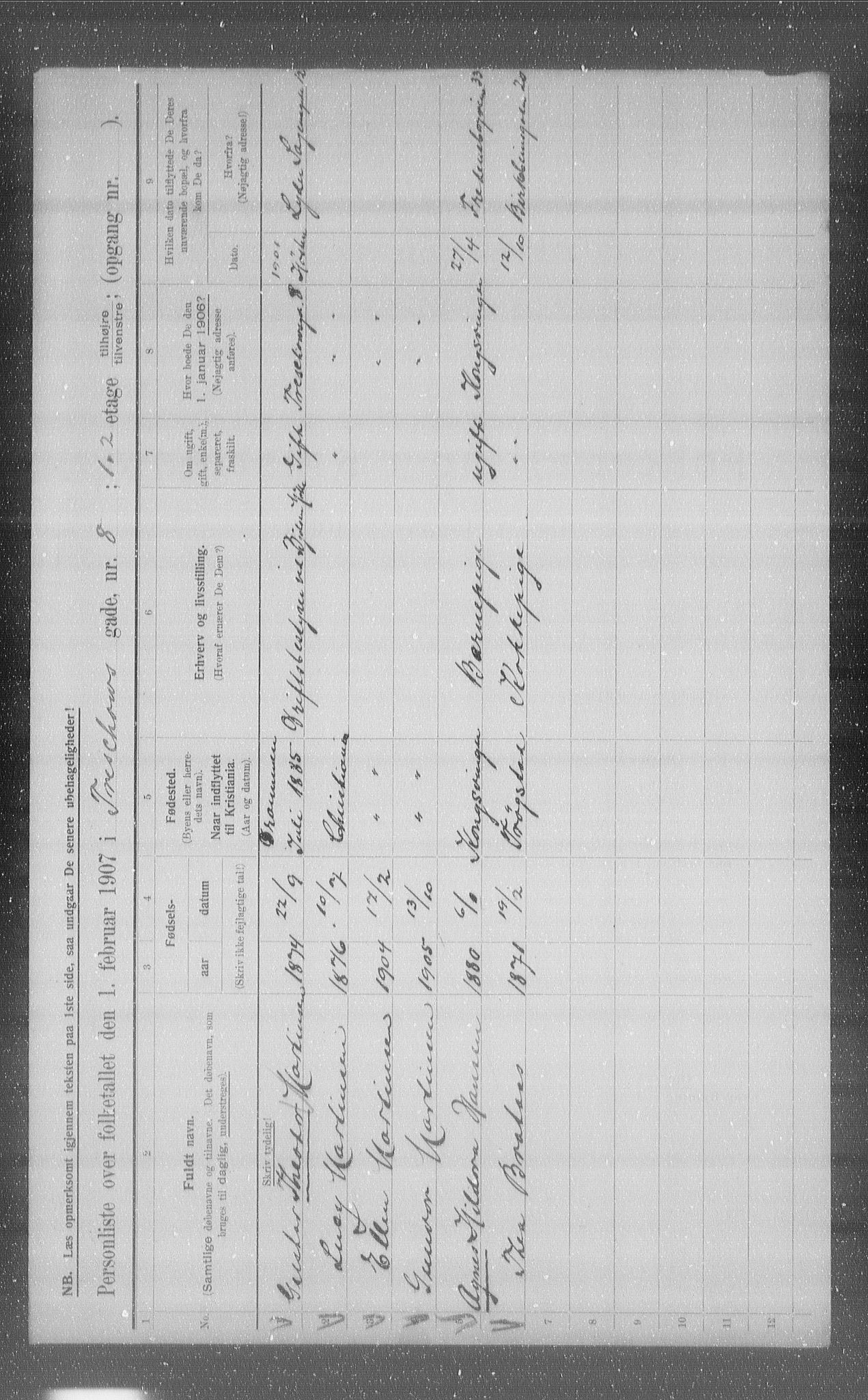 OBA, Municipal Census 1907 for Kristiania, 1907, p. 58789