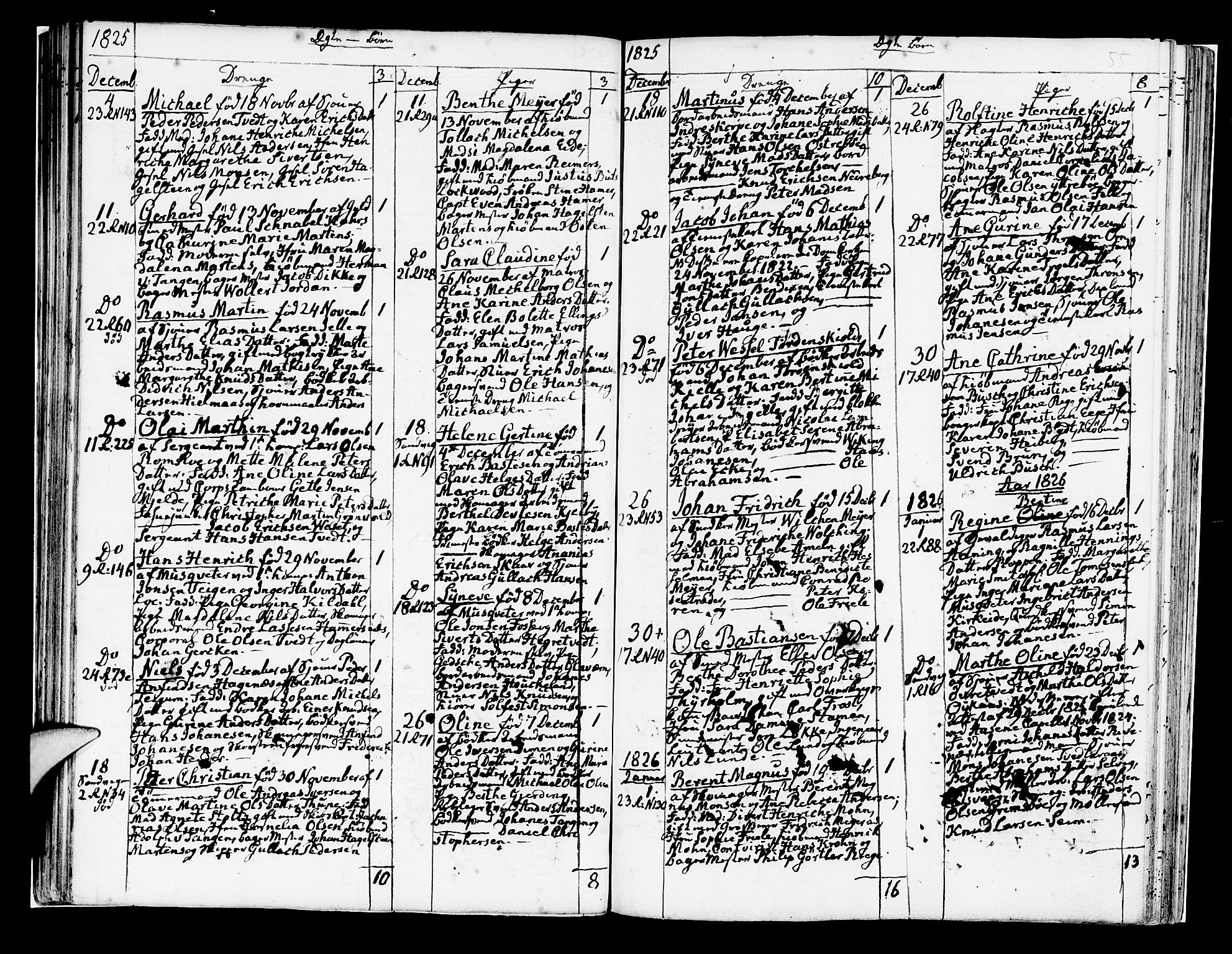 Korskirken sokneprestembete, SAB/A-76101/H/Hab: Parish register (copy) no. A 4, 1820-1832, p. 55