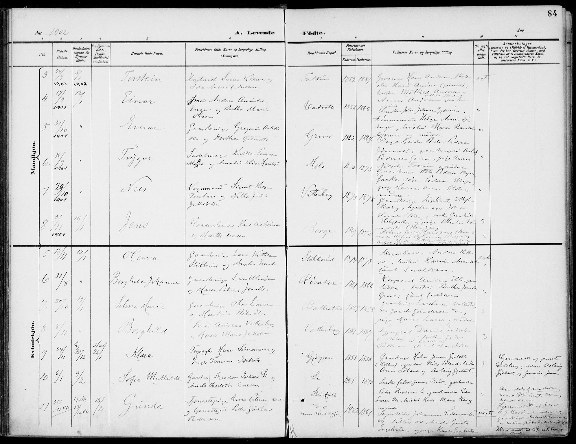 Gjerpen kirkebøker, AV/SAKO-A-265/F/Fa/L0011: Parish register (official) no. I 11, 1896-1904, p. 84