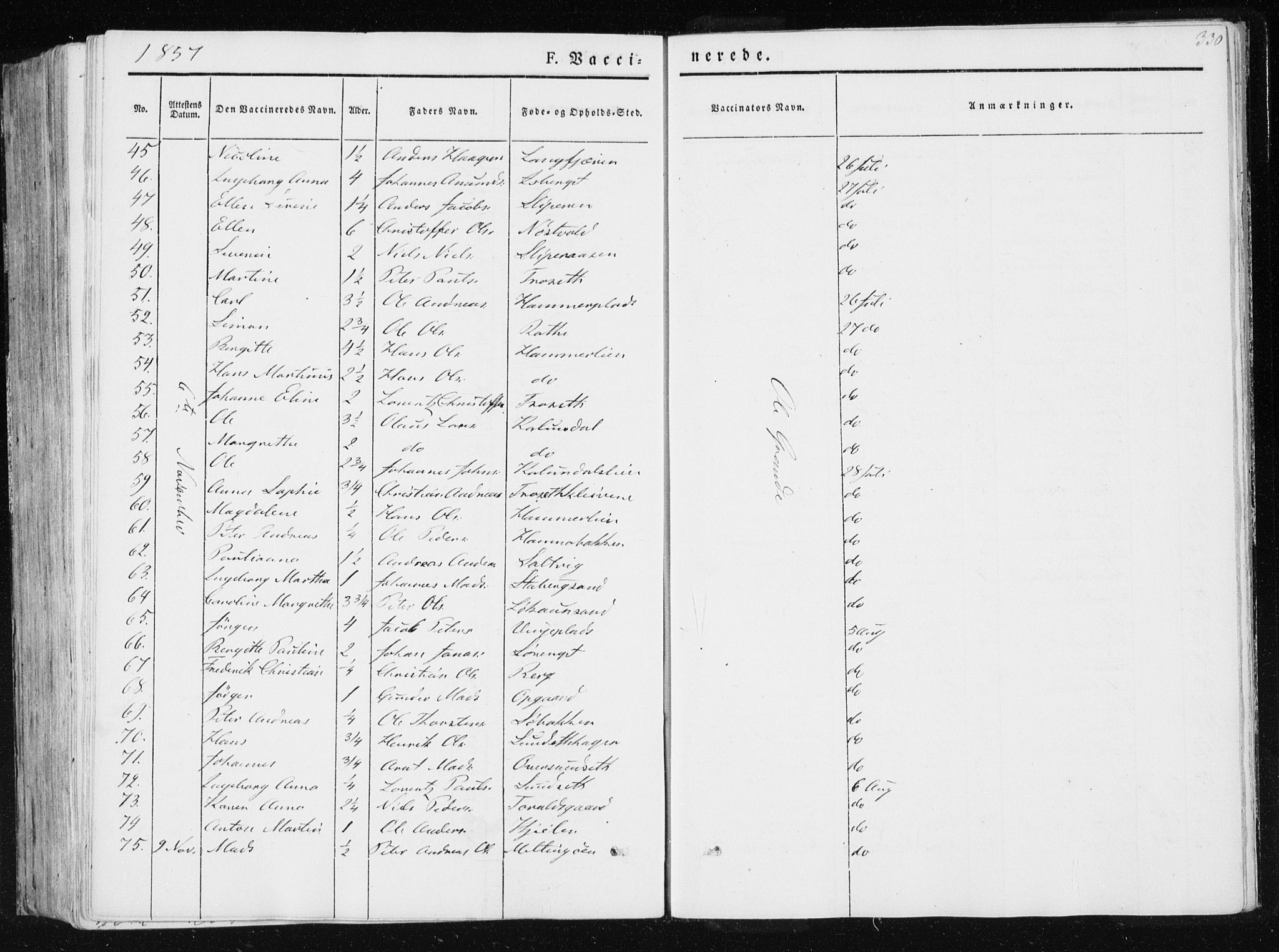Ministerialprotokoller, klokkerbøker og fødselsregistre - Nord-Trøndelag, SAT/A-1458/733/L0323: Parish register (official) no. 733A02, 1843-1870, p. 330