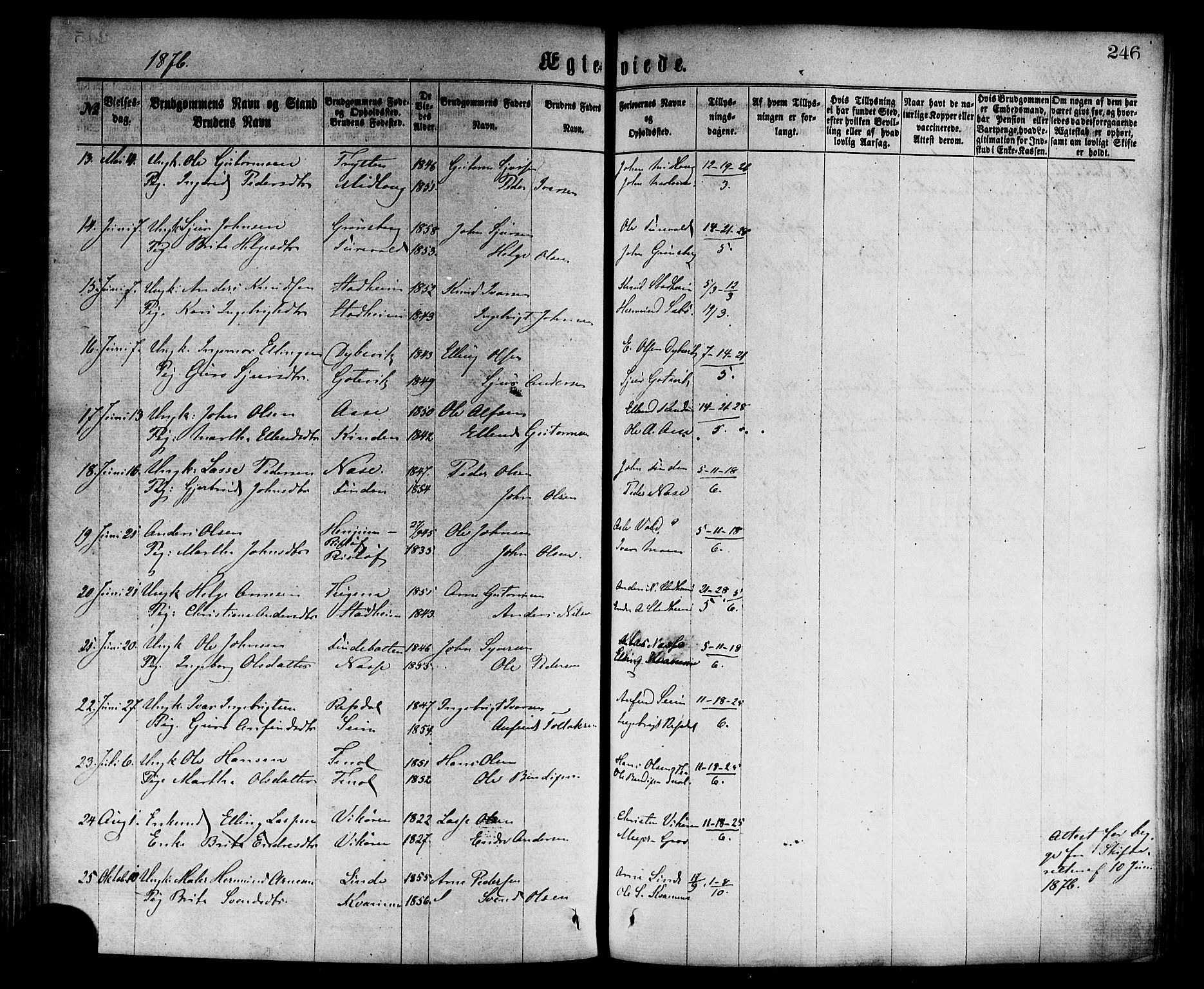 Vik sokneprestembete, AV/SAB-A-81501/H/Haa/Haaa/L0009: Parish register (official) no. A 9, 1866-1877, p. 246