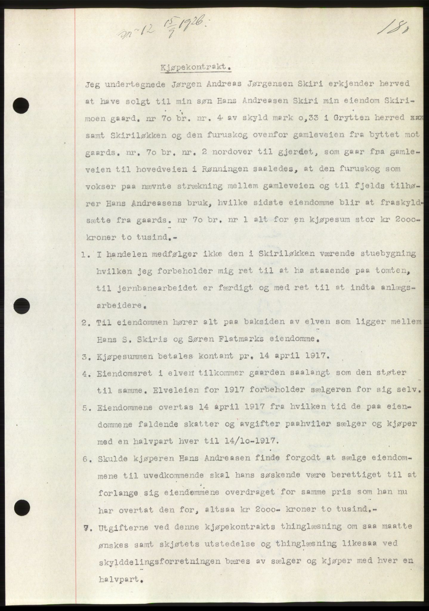 Romsdal sorenskriveri, AV/SAT-A-4149/1/2/2C/L0051: Mortgage book no. 45, 1926-1927, Deed date: 15.09.1926