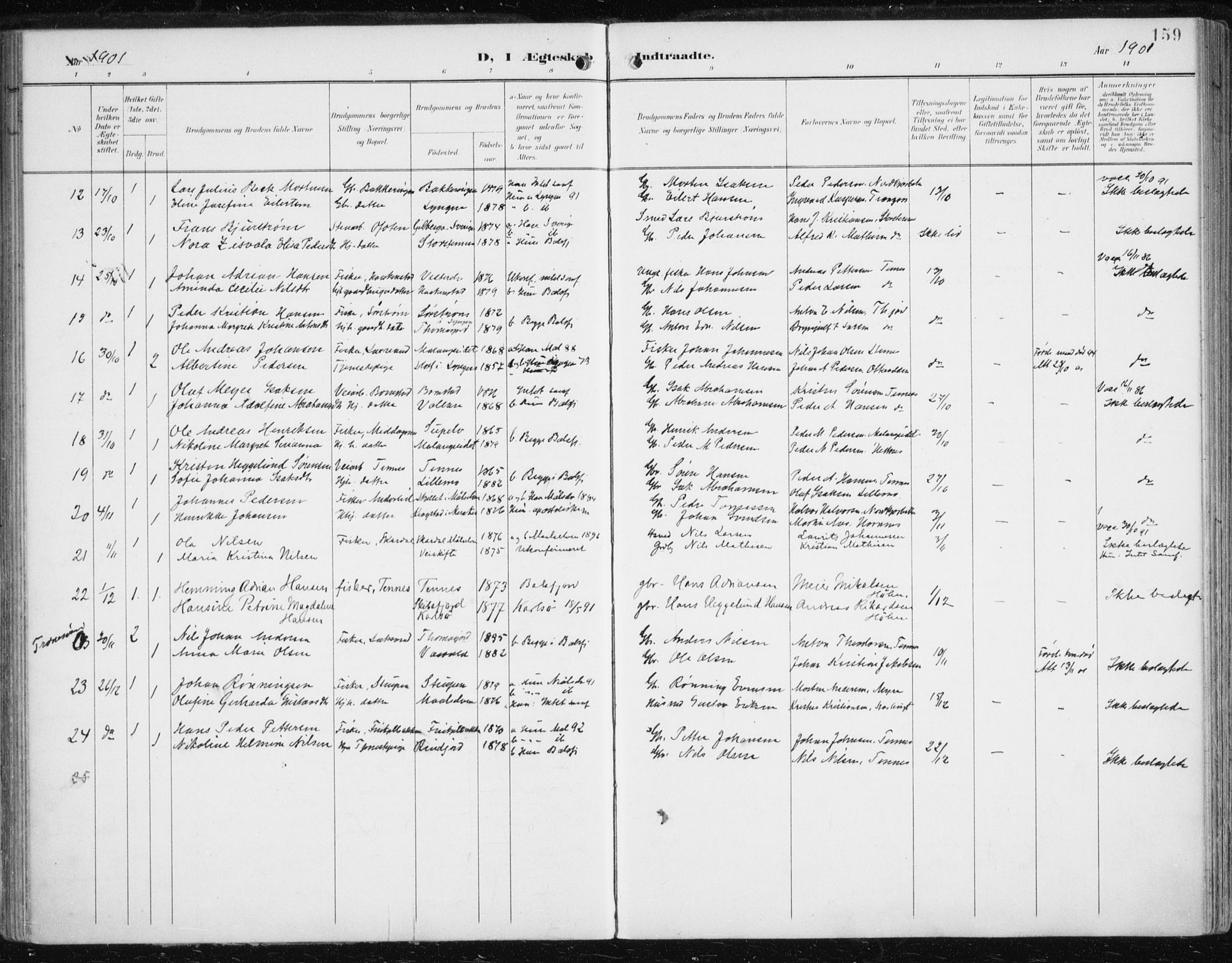 Balsfjord sokneprestembete, SATØ/S-1303/G/Ga/L0006kirke: Parish register (official) no. 6, 1897-1909, p. 159