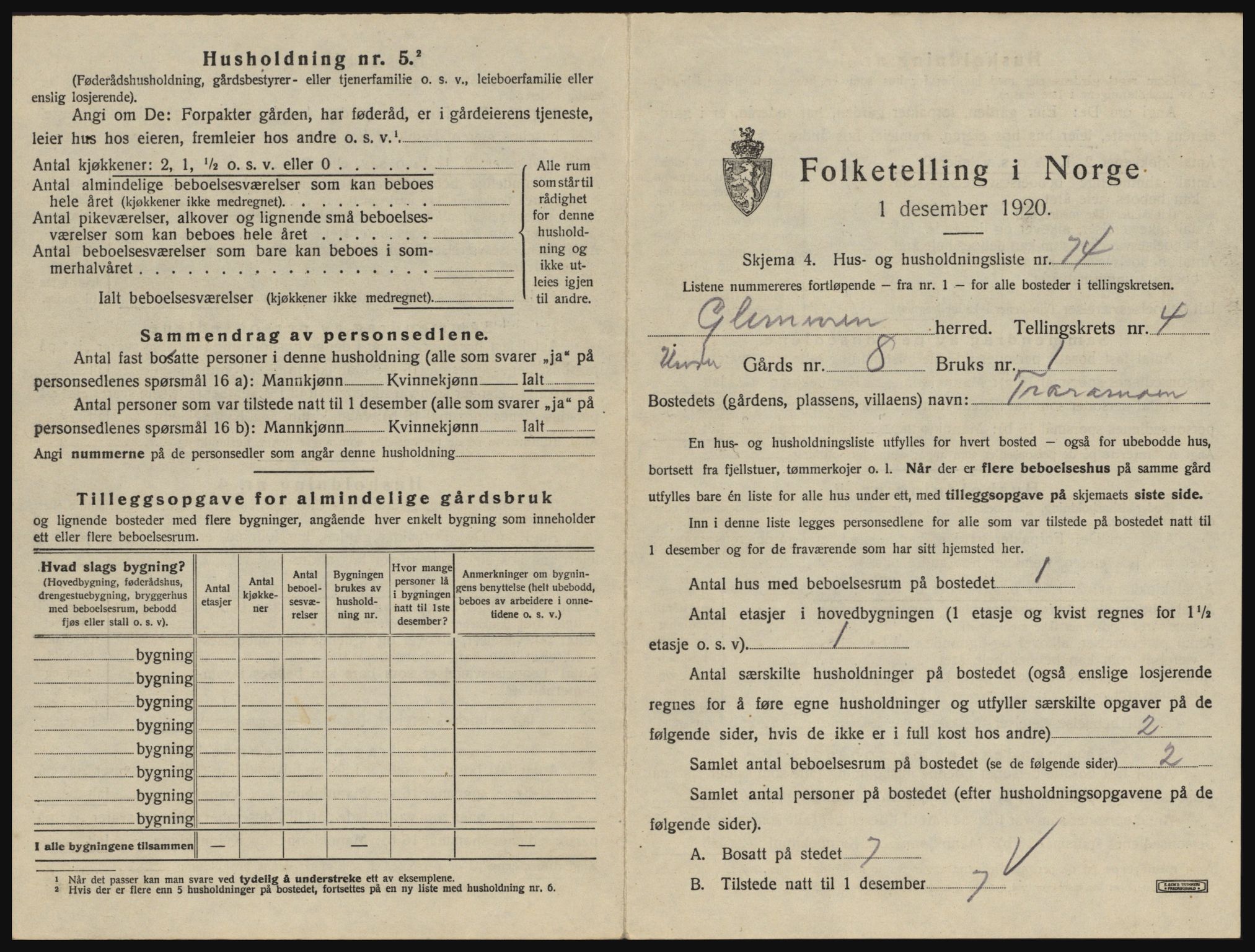 SAO, 1920 census for Glemmen, 1920, p. 1335