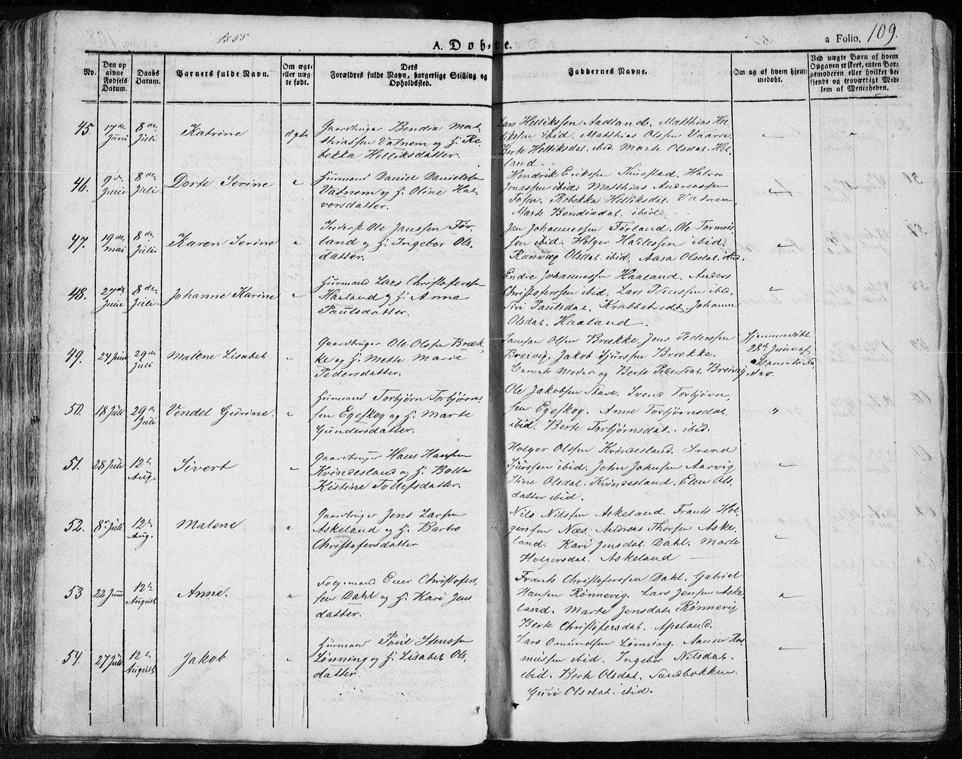 Tysvær sokneprestkontor, AV/SAST-A -101864/H/Ha/Haa/L0001: Parish register (official) no. A 1.1, 1831-1856, p. 109