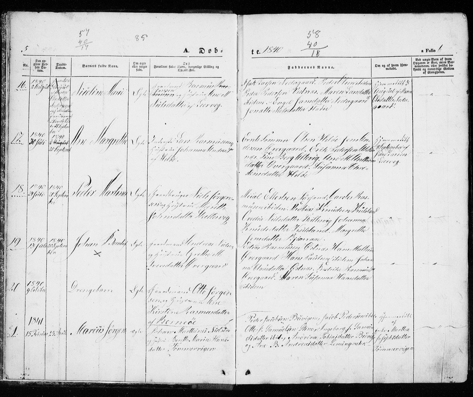 Trondenes sokneprestkontor, SATØ/S-1319/H/Ha/L0010kirke: Parish register (official) no. 10, 1840-1865, p. 5-6